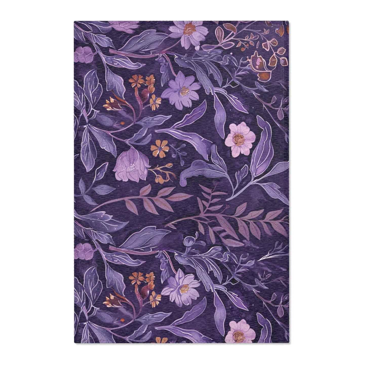 Modern Boho Floral Lavender Area Rug, Funky, Colorful, & Unique Area Rugs, Custom Print Rug Bathmat, 3 Sizes-24x36 in, 36x60 in and 48x72 in