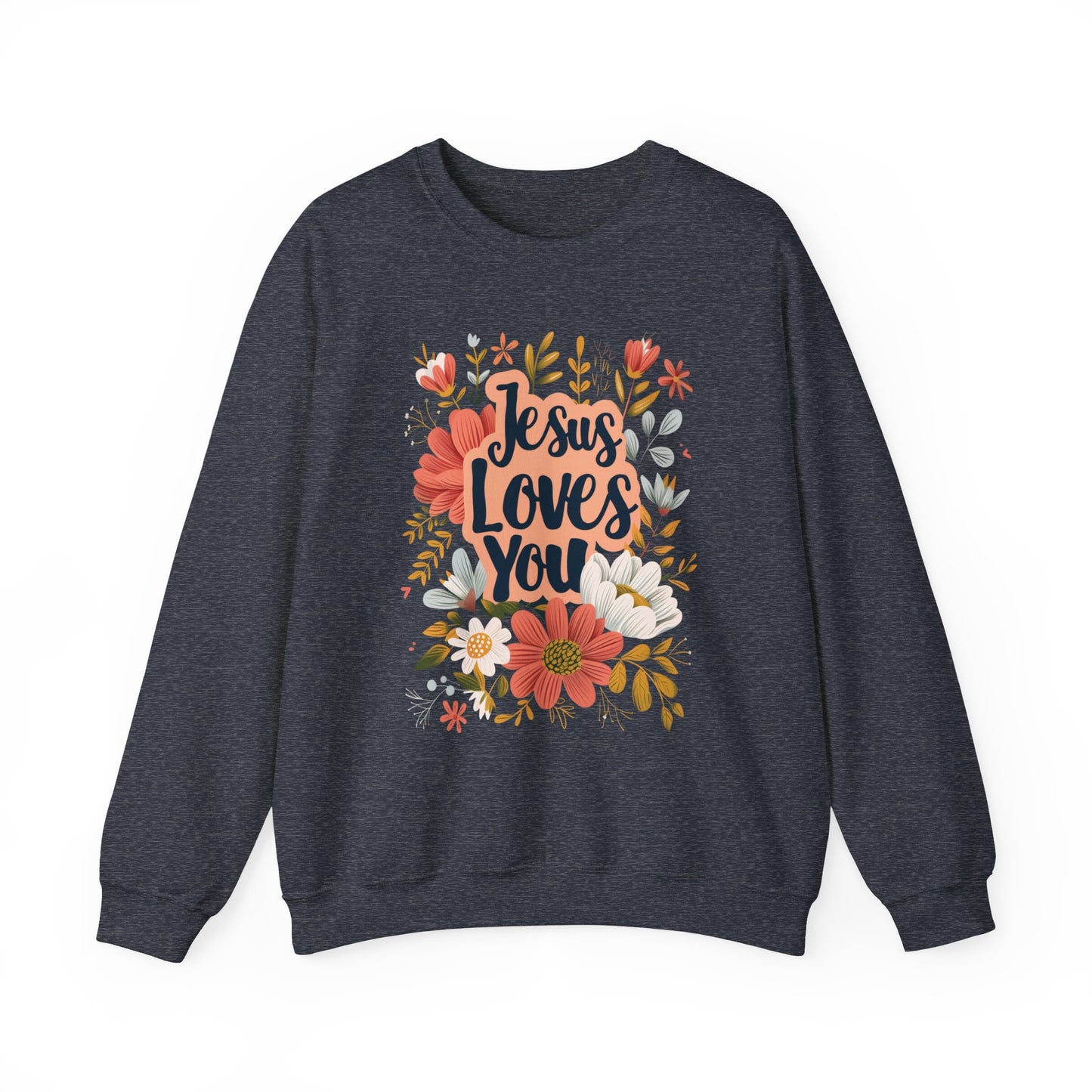 Jesus Loves You Unisex Heavy Blend Crewneck Sweatshirt, Christian Merch, Christian Streetwear, Ministry Shirt, Faith Based Shirt, Jesus Apparel