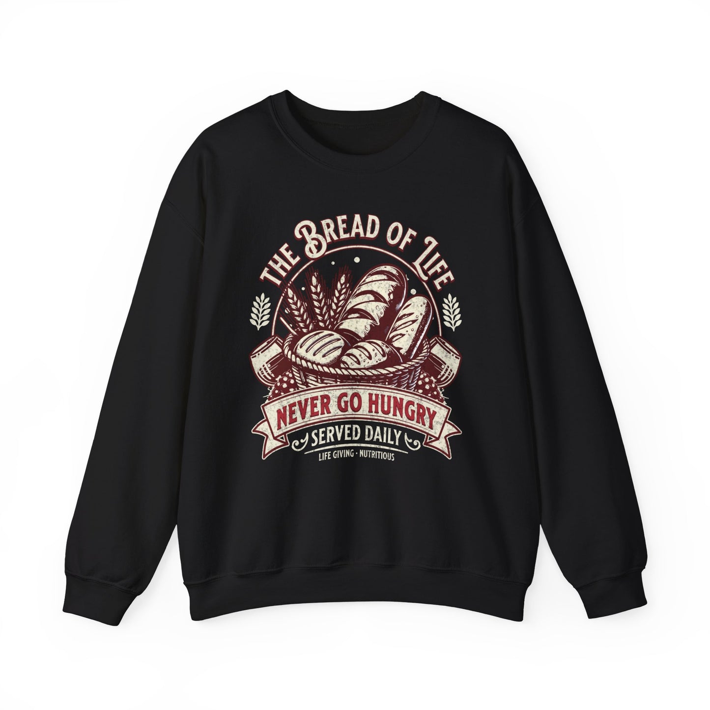 Bread of Life Unisex Heavy Blend Crewneck Sweatshirt, Christian Merch, Christian Streetwear, Ministry Shirt, Faith Based Shirt, Praise Sweater