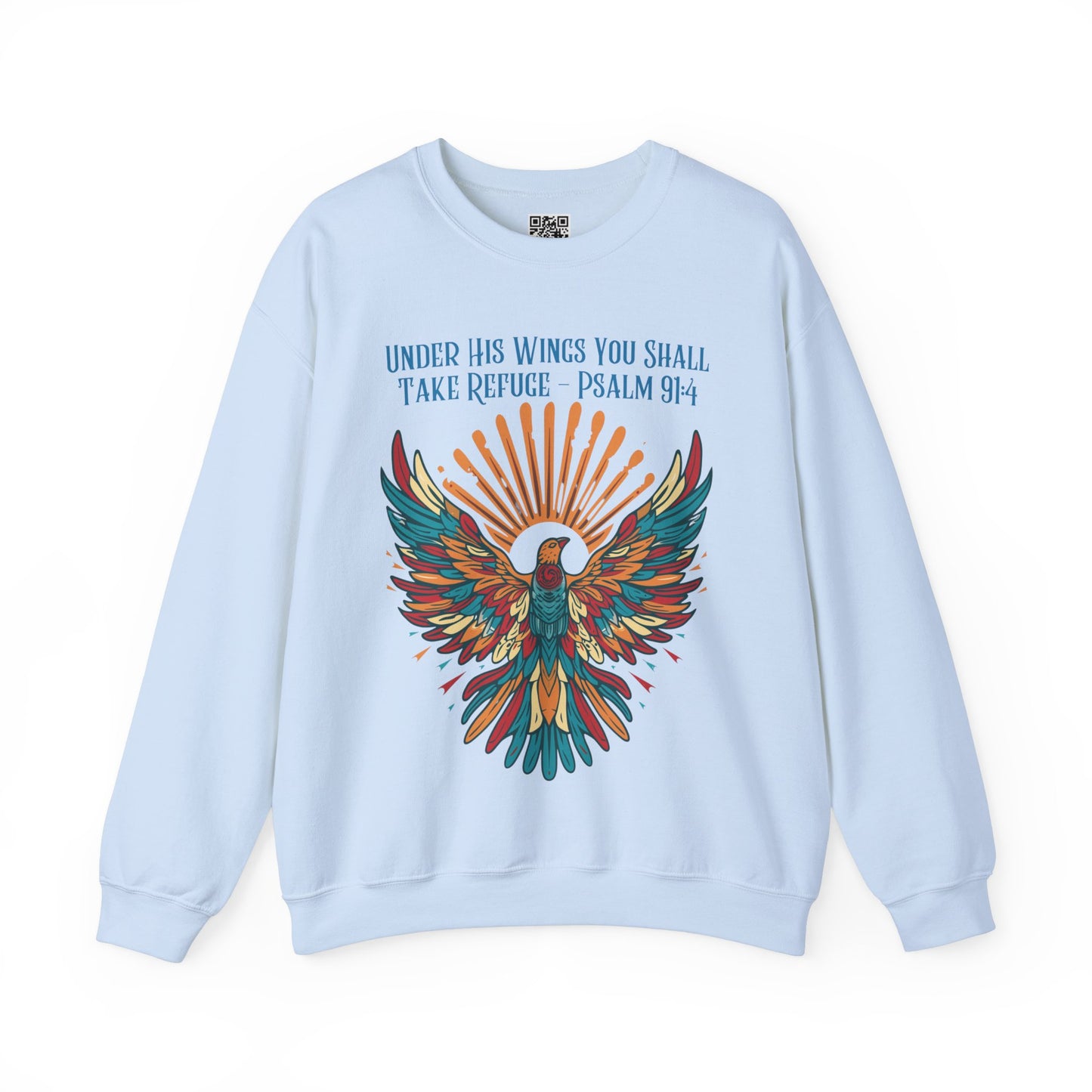 Under His Wings You Shall Take Refuge Unisex Heavy Blend Crewneck Sweatshirt, Christian Merch, Christian Streetwear, Ministry Shirt, Faith Based Shirt, Jesus Apparel