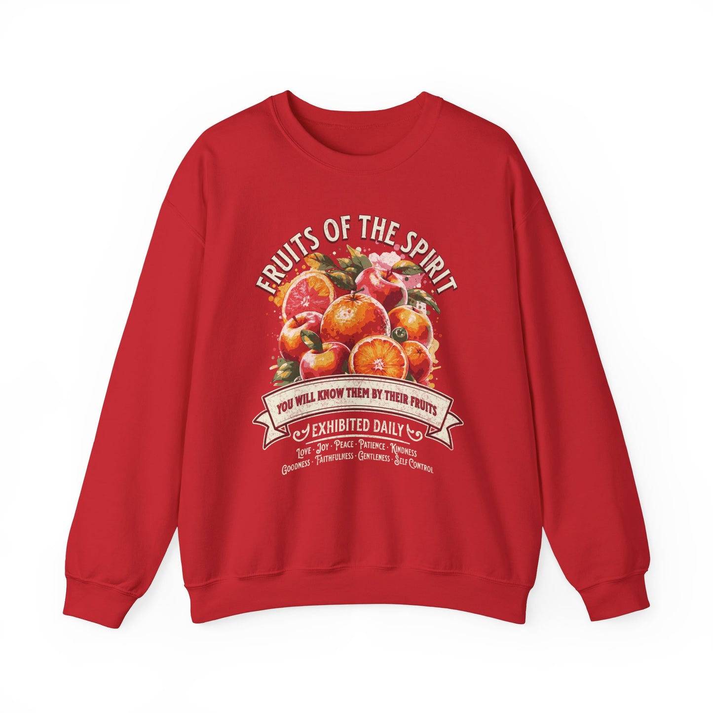 Fruits of the Spirit Unisex Heavy Blend Crewneck Sweatshirt, Christian Merch, Christian Streetwear, Ministry Shirt, Faith Based Shirt, Praise Sweater