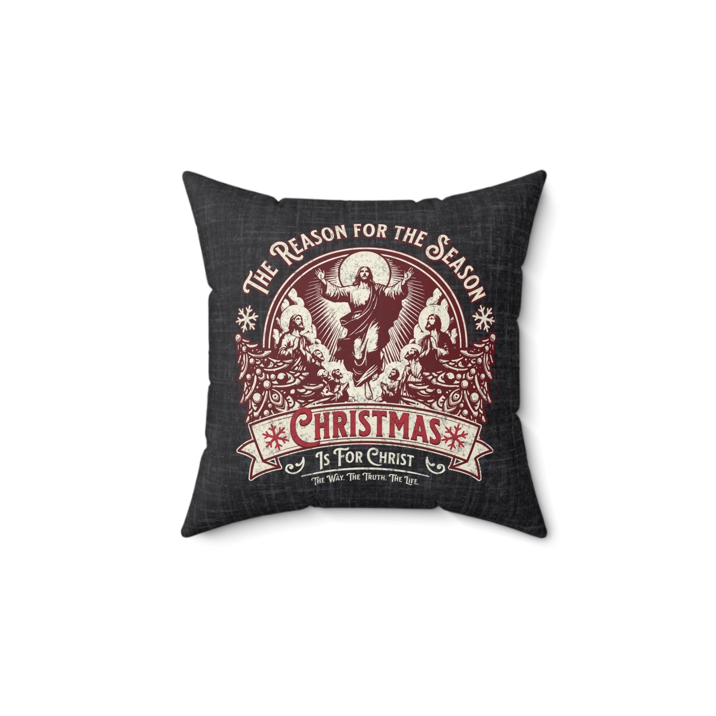 Jesus is the Reason Christmas Pillow, Spun Polyester Square, Christmas is for Christ, The Way the Truth the Life Throw Pillow, Christmas Home Décor Gifts, Secret Santa Gift
