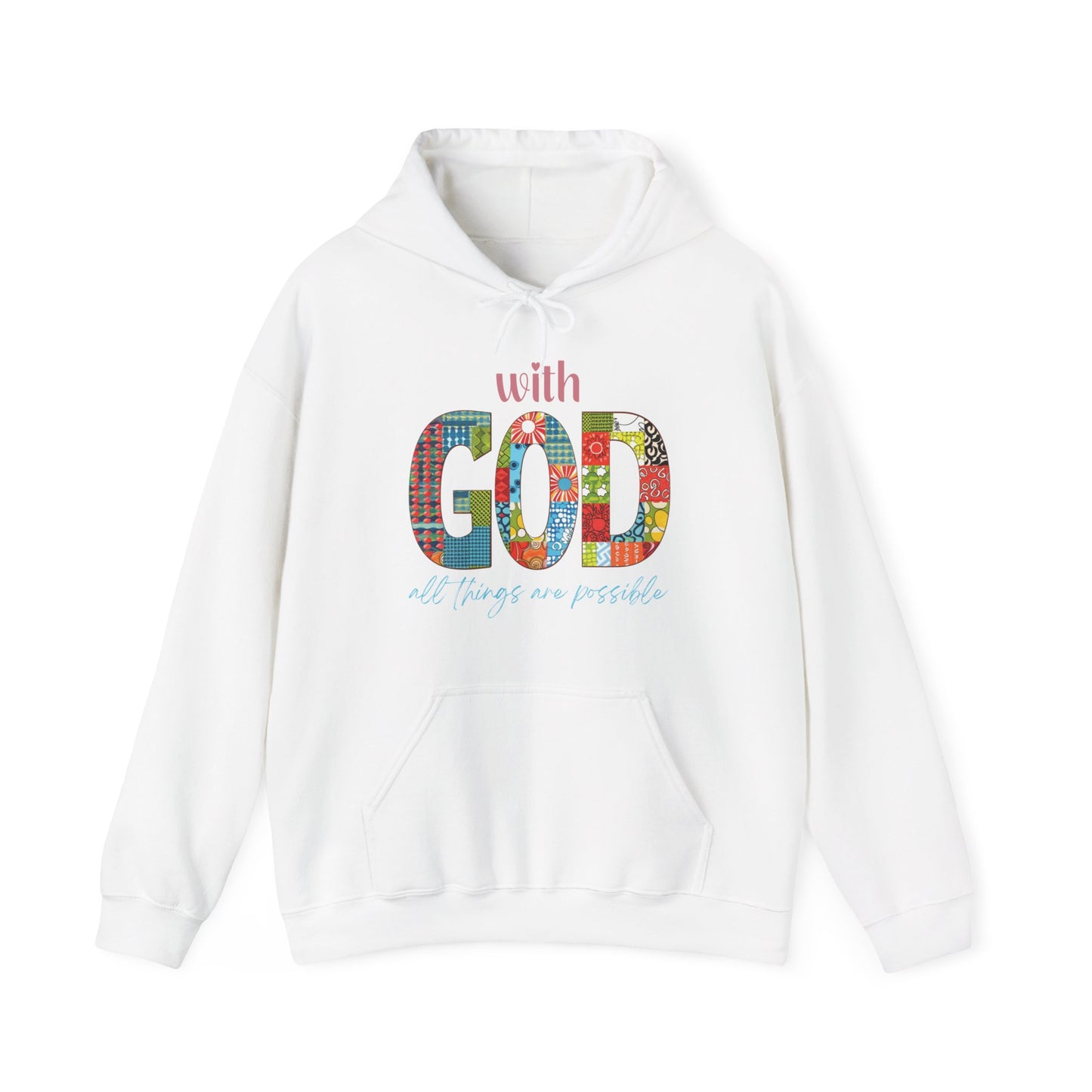 With God all Things are Possible Unisex Heavy Blend™ Hooded Sweatshirt, Christian Merch, Christian Streetwear, Ministry Shirt, Faith Based Shirt, Praise Hoodie