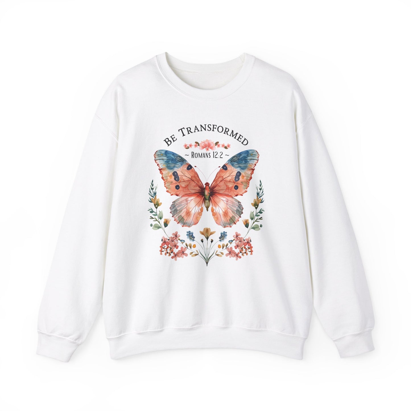 Be Transformed, Romans 12:2 Unisex Heavy Blend Crewneck Sweatshirt, Christian Merch, Christian Streetwear, Ministry Shirt, Faith Based Shirt, Praise Sweater
