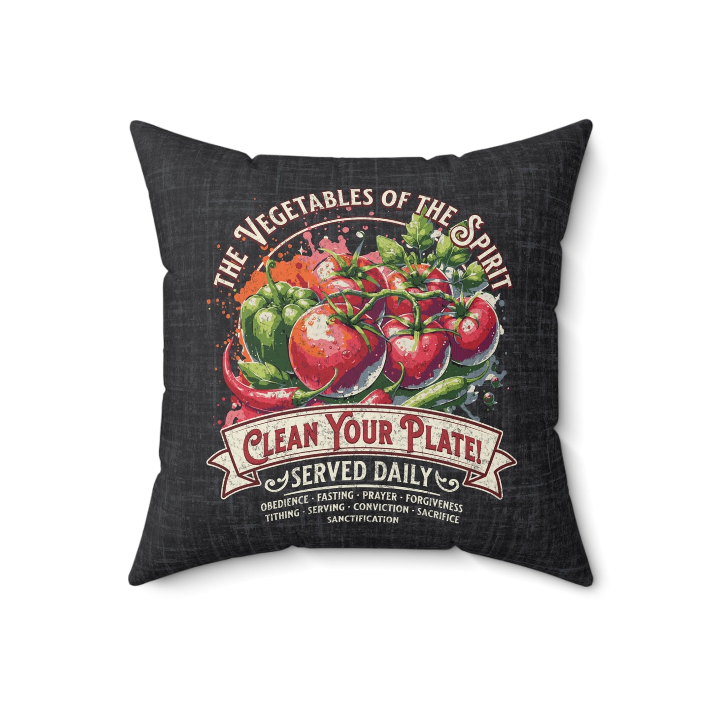 Vegetables of the Spirit Spun Polyester Square Pillow, Humorous Christian Throw Pillow, Christian Home Décor Gifts, Faith Based Décor, Bible Verse Décor, Gift for Church Member