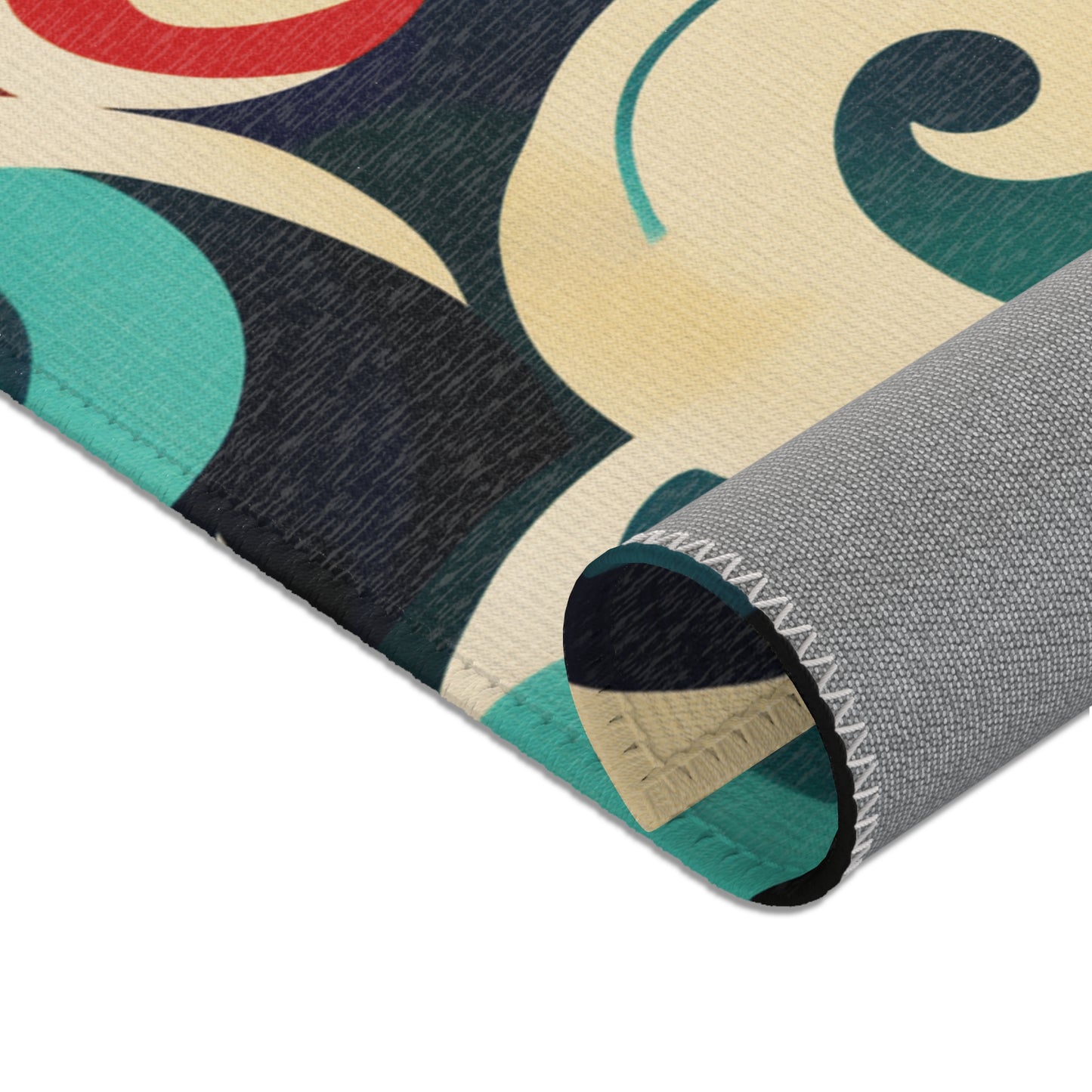 Modern Floral Boho Area Rug, Funky, Off White, & Unique Area Rugs, Custom Print Rug or Bathmat, 3 Sizes - 24x36 in, 36x60 in and 48x72 in