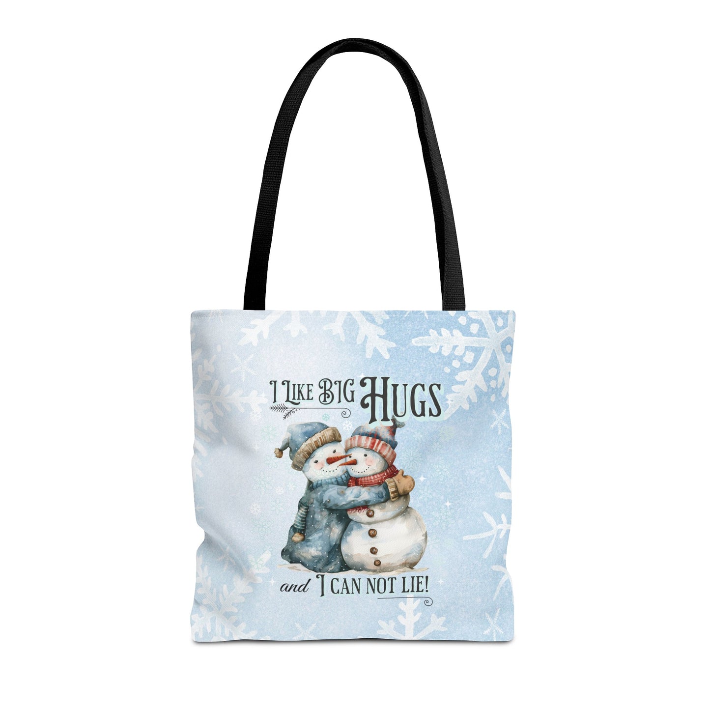 Snowman I Like Big Hugs Tote Bag, Christian Merch, Christmas Travel Bag, Bible Bag, , Book Bag, Getaway Bag, Secret Santa Gift, Gift for Church People