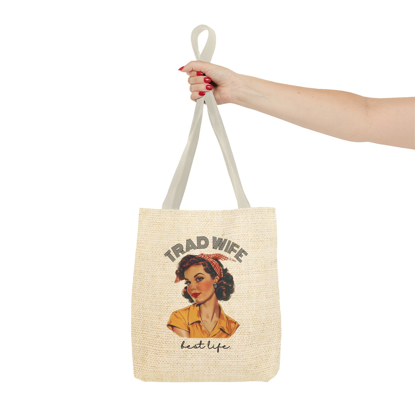 Trad Wife Tote Bag (AOP), Wifey Travel Bag, Wifely Gift, Vintage Housewife Overnight Bag, Trad Wife Accessories, Getaway Bag, Bible Bag, Book Bag, Beach Bag