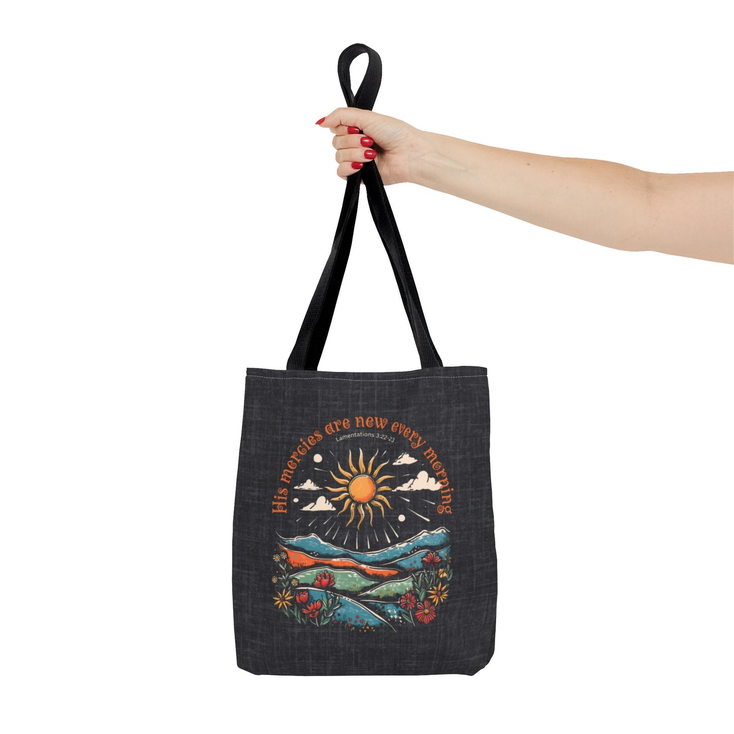 His Mercies are New Every Morning Tote Bag, Christian Merch, Gifts of the Holy Spirit, Travel Bag, Bible Bag, , Book Bag, Getaway Bag, Secret Santa Gift, Gift for Church People