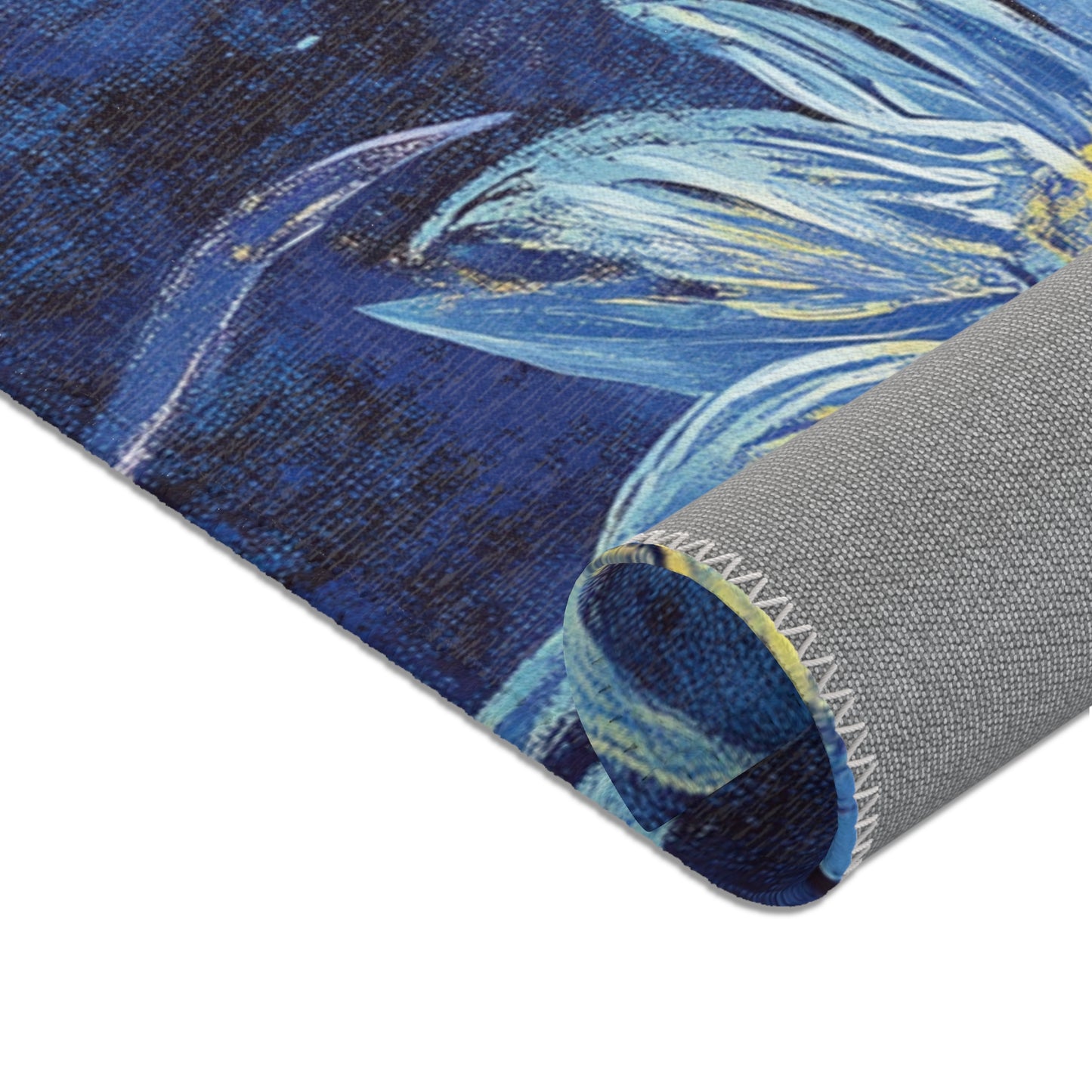 Modern Boho Floral Purple Area Rug, Funky, Colorful, & Unique Area Rugs, Custom Print Rug Bathmat, 3 Sizes - 24x36 in, 36x60 in and 48x72 in