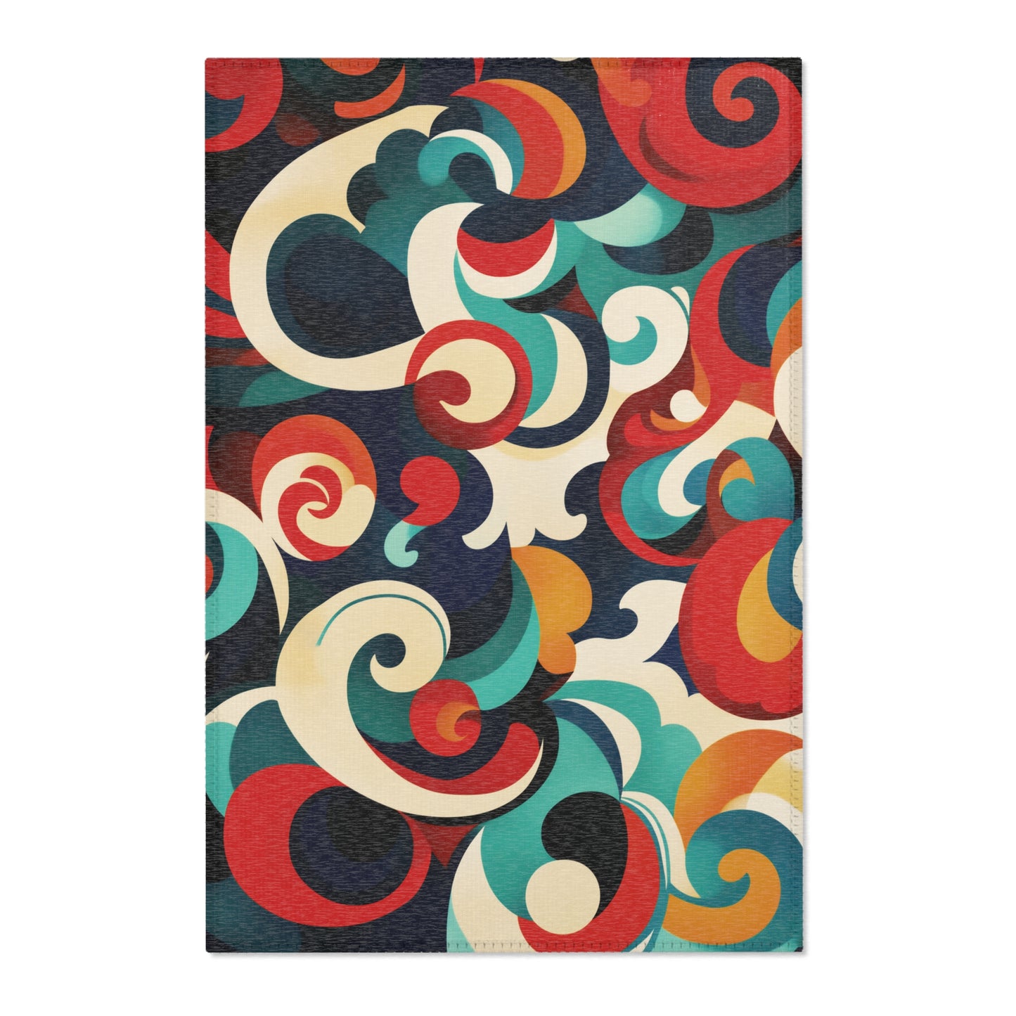 Modern Floral Boho Area Rug, Funky, Off White, & Unique Area Rugs, Custom Print Rug or Bathmat, 3 Sizes - 24x36 in, 36x60 in and 48x72 in