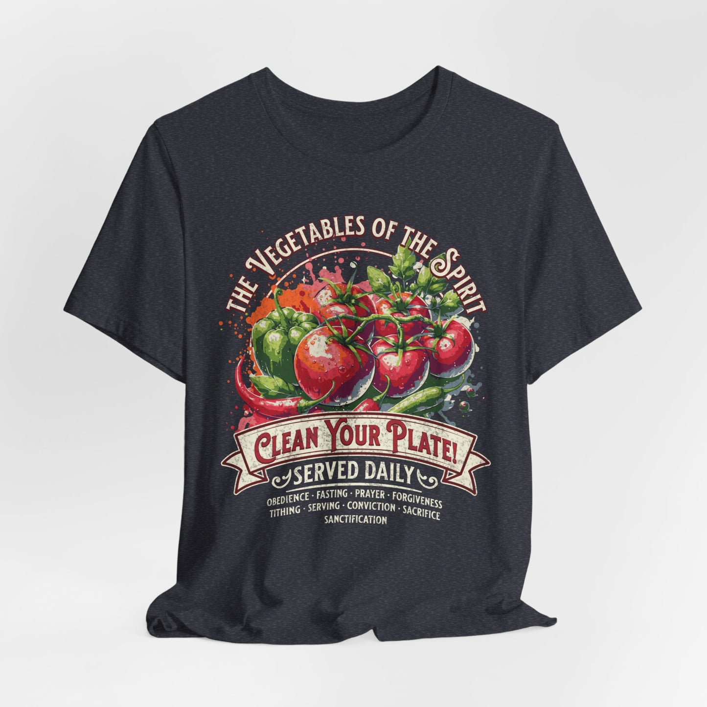 Funny Vegetables of the Spirit T-Shirt - Unisex Jersey Short Sleeve Tee,Christian Merch, Christian Streetwear, Fruit of the Spirit, Religious Clothing