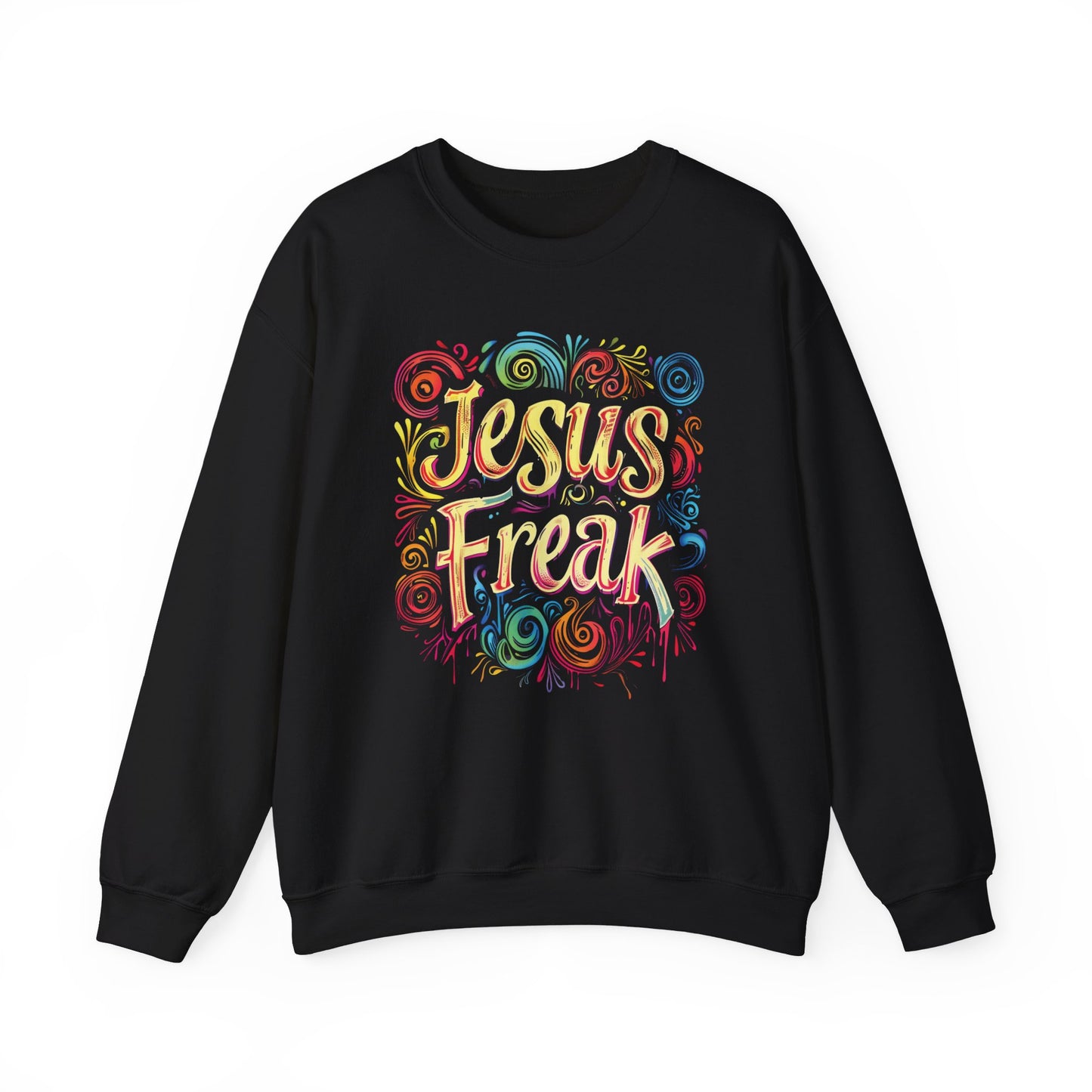 Jesus Freak Unisex Heavy Blend™ Crewneck Sweatshirt, Christian Merch, Christian Streetwear, Ministry Shirt, Jesus Apparel, Religious Tee, Gift for Church Friend