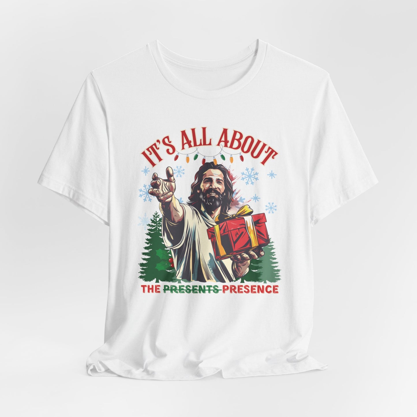 It's All About the Presence Unisex Jersey Short Sleeve Tee, Christian Merch, Jesus Loves You, Faith Based Shirt, Christian Apparel, Jesus Apparel