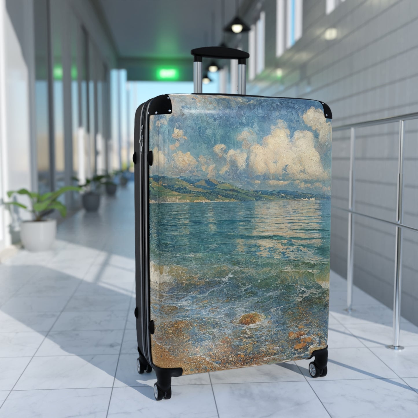 Gustav Klimt Inspired Suitcase, Bright and Colorful Tropical Luggage for Airport, Rolling Weekender Travel Bag Gift for Flight Attendant