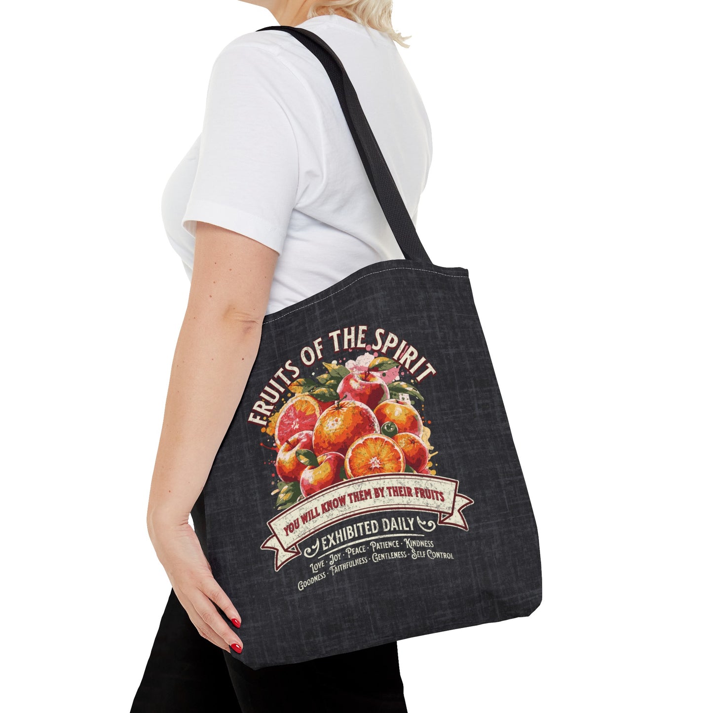 Fruits of the Spirit Tote Bag, Travel Bag, Bible Bag, Gift for Church Member, Book Bag, Getaway Bag, Vacation Bible School, Church Camp Bag