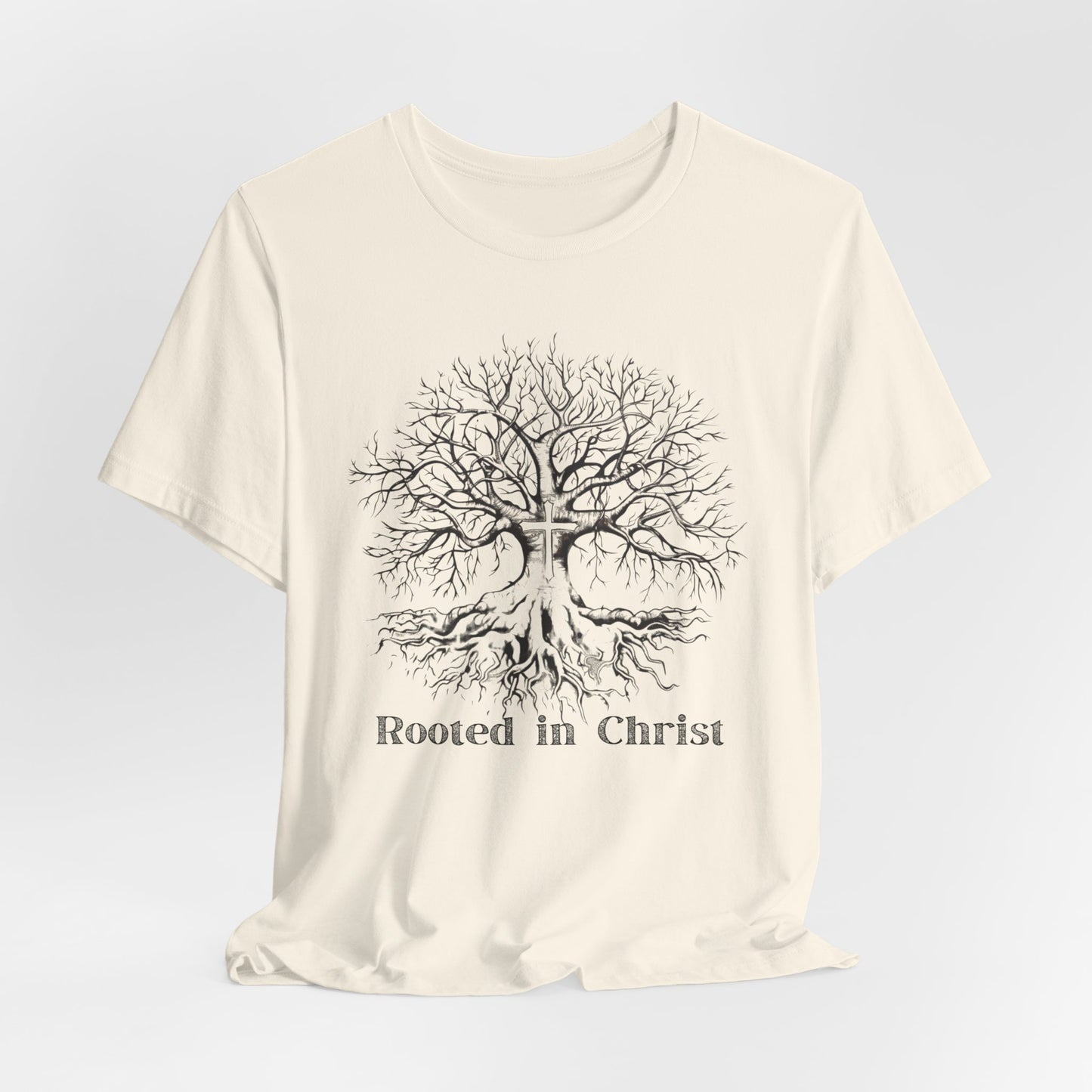 Rooted in Christ Unisex Jersey Short Sleeve Tee, Christian Merch, Jesus Loves You, Faith Based Shirt, Christian Apparel, Jesus Apparel