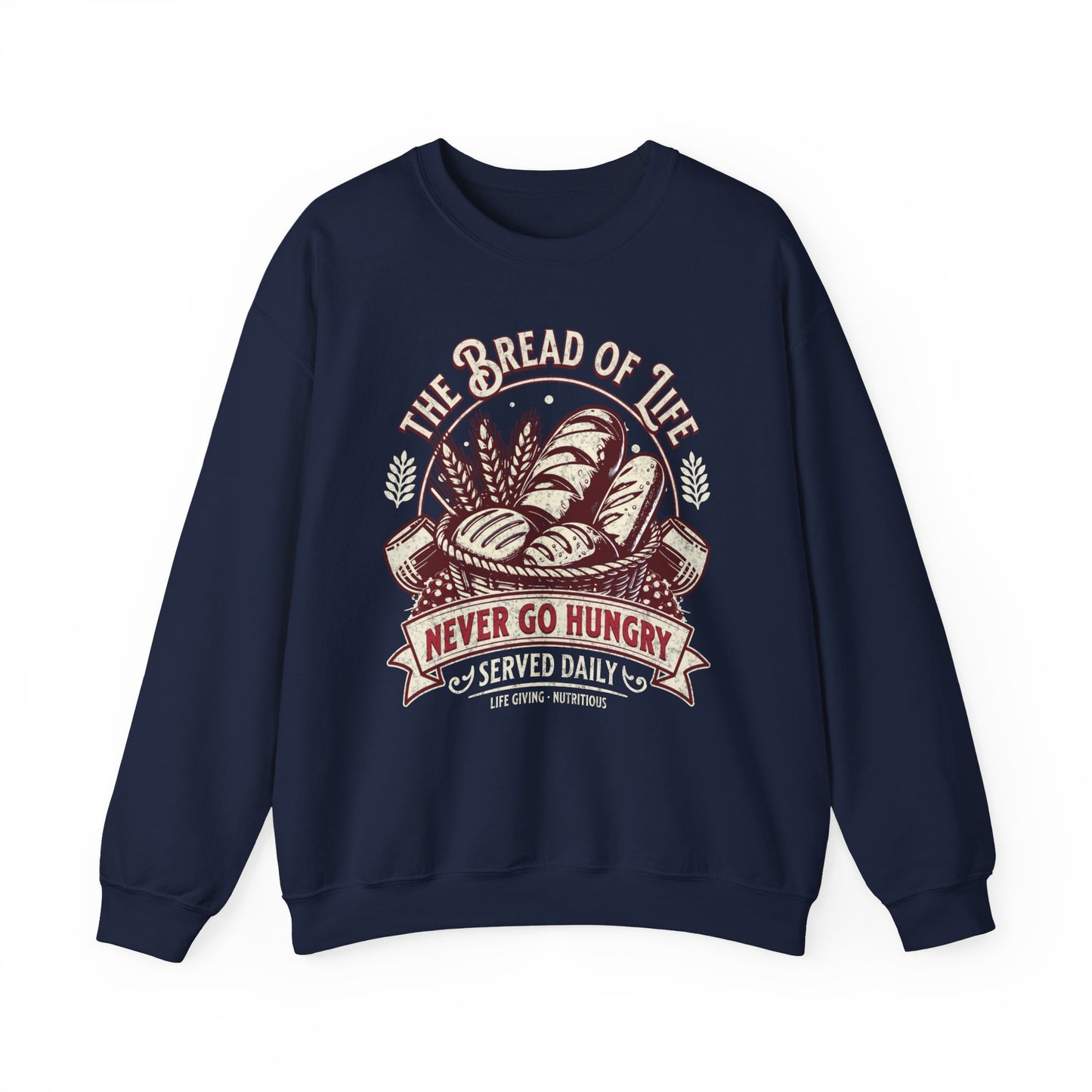 Bread of Life Unisex Heavy Blend Crewneck Sweatshirt, Christian Merch, Christian Streetwear, Ministry Shirt, Faith Based Shirt, Praise Sweater