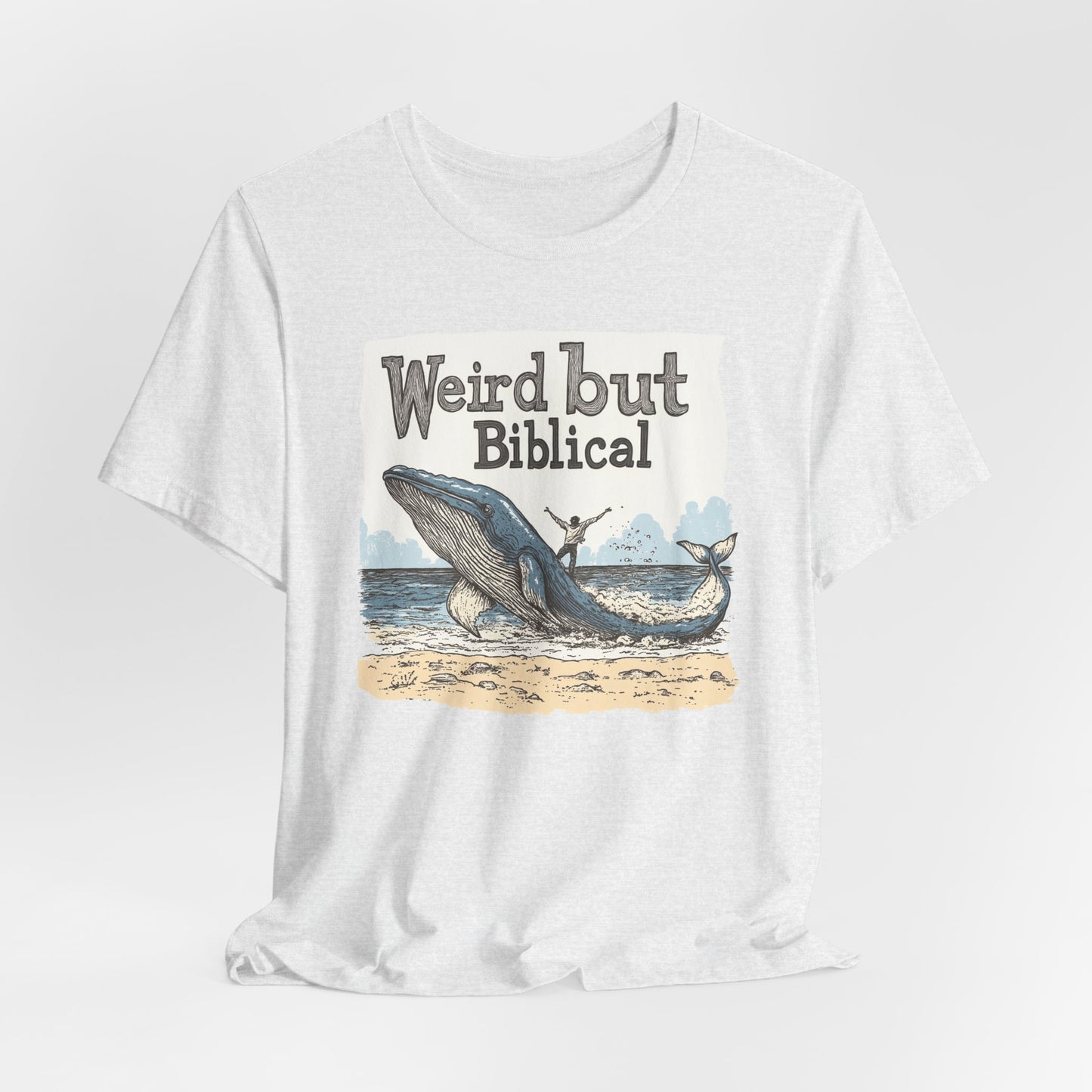 Weird but Biblical Tee, Faith Based Shirt, Unisex Christian T-Shirt, Funny Jesus Apparel, Baptism Gifts, Jonah & the Whale, Gift for Pastor or Church Friend