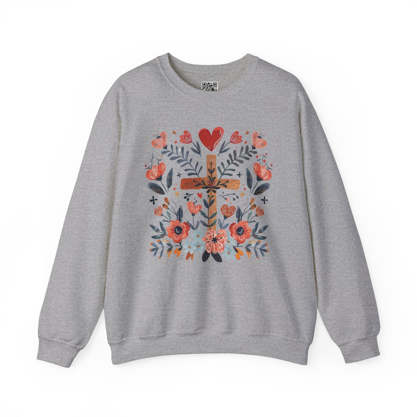 Jesus is Love Cross Design Unisex Heavy Blend Crewneck Sweatshirt, Christian Merch, Christian Streetwear, Ministry Shirt, Faith Based Shirt, Jesus Apparel