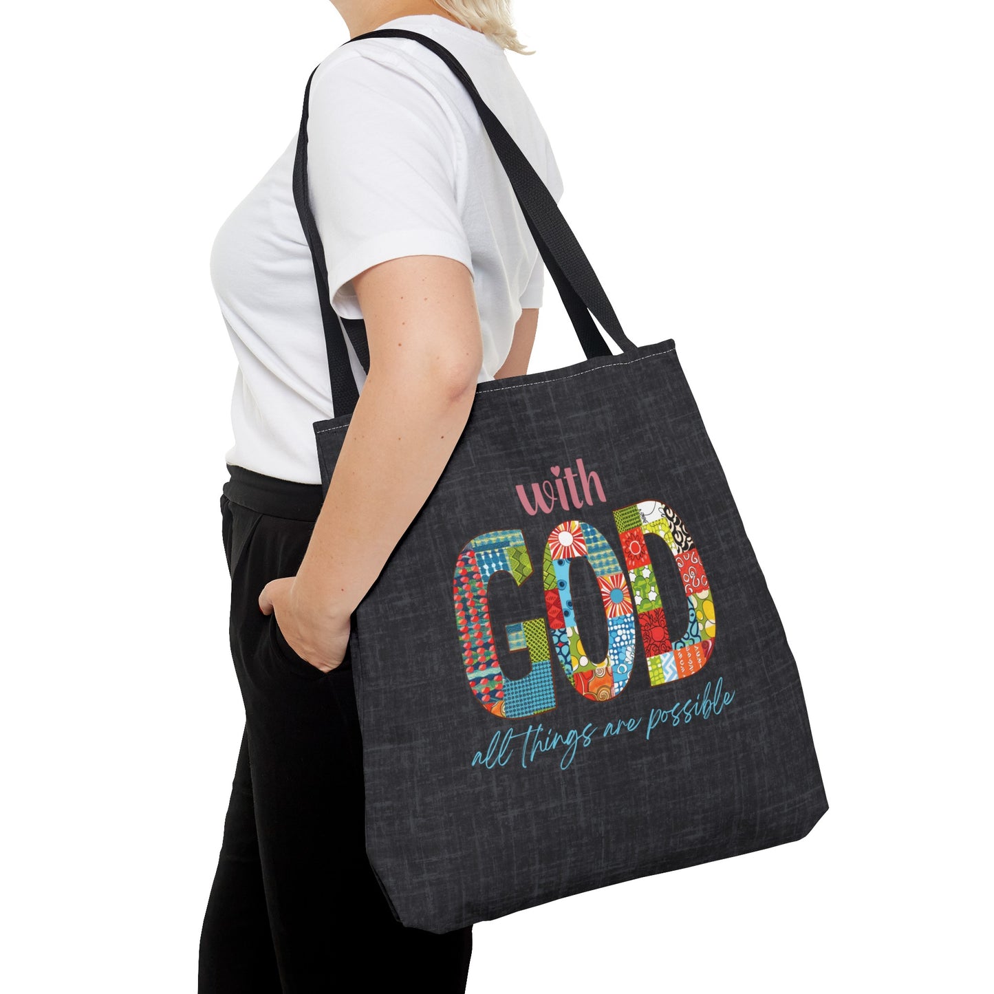 With God all Things are Possible Tote Bag, Christian Merch, Gifts of the Holy Spirit, Travel Bag, Bible Bag, , Book Bag, Getaway Bag, Secret Santa Gift, Gift for Church People
