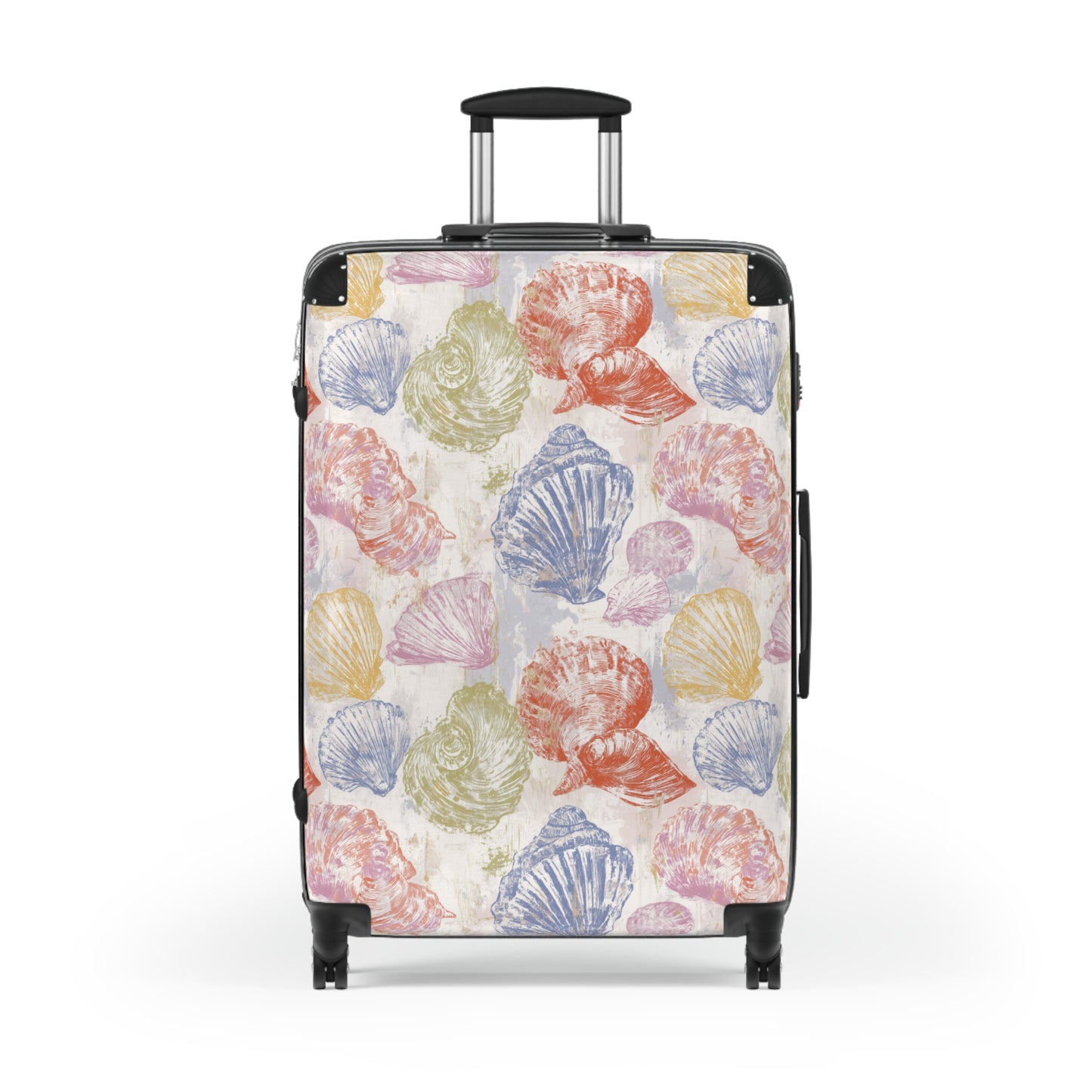 Tropical Beach Sea Shell Suitcase, Bright and Colorful Vacation Luggage for Airport, Rolling Weekender Travel Bag Gift for Flight Attendant