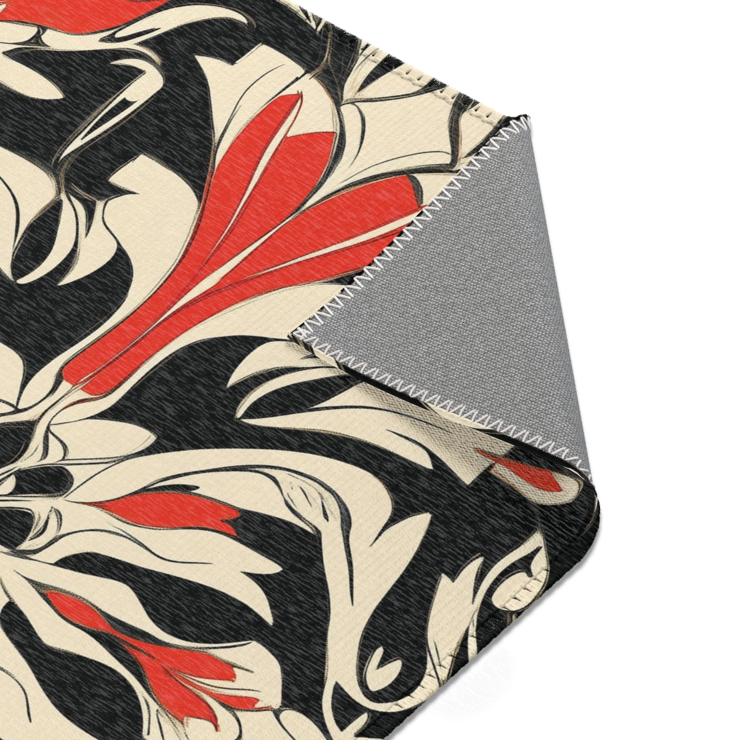 Modern Floral Boho Area Rug, Funky, Off White, & Unique Area Rugs, Custom Print Rug or Bathmat, 3 Sizes - 24x36 in, 36x60 in and 48x72 in