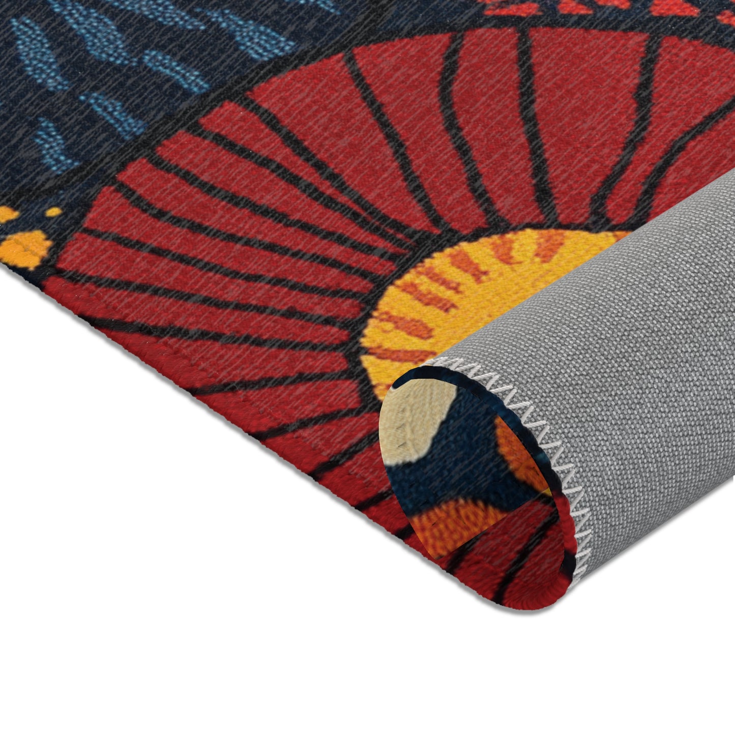 Modern Boho Circle Area Rug, Funky, Colorful, & Unique Area Rugs, Custom Print Rug Bathmat Doormat, 3 Sizes-24x36 in, 36x60 in and 48x72 in