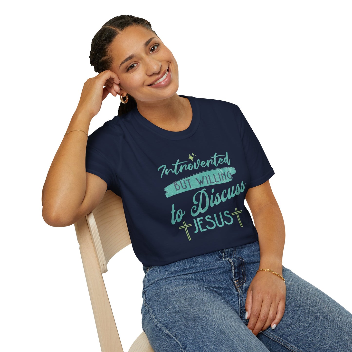 Introverted Christian Unisex Softstyle T-Shirt - Christian Streetwear, Jesus Apparel, Religious Clothing, Spiritual Merch, Faith Based Shirt