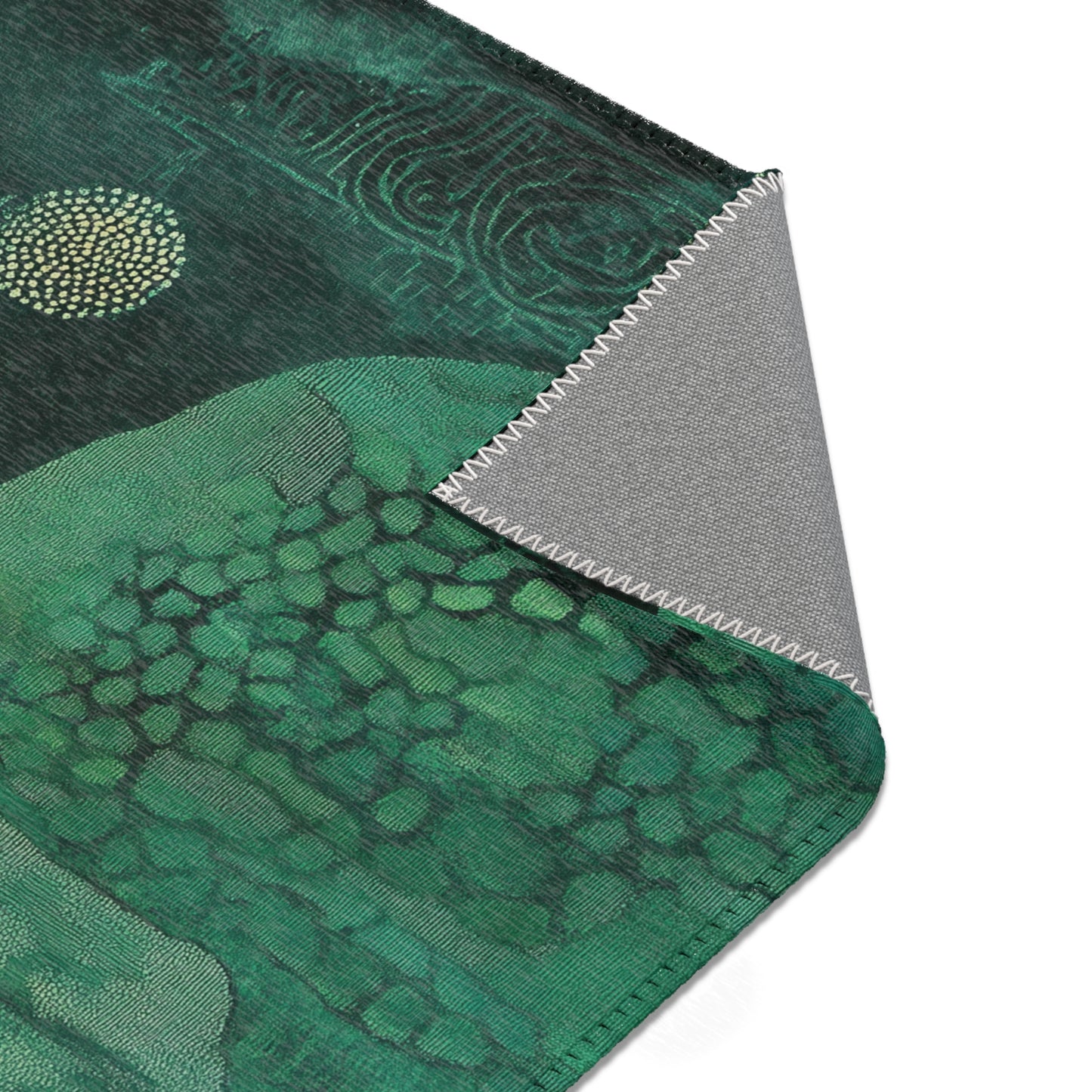 Modern Green Boho Area Rug, Funky, Colorful, & Unique Area Rugs, Custom Print Rug Bathmat Doormat, 3 Sizes-24x36 in, 36x60 in and 48x72 in