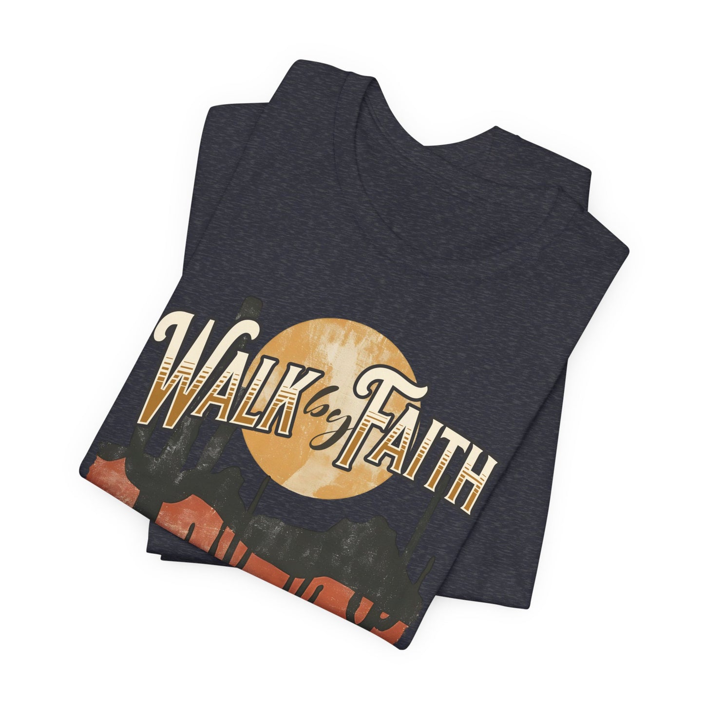 Walk by Faith T-Shirt - Unisex Jersey Short Sleeve Tee, Christian Merch, Christian Streetwear, Faith Based Shirt, Jesus Apparel