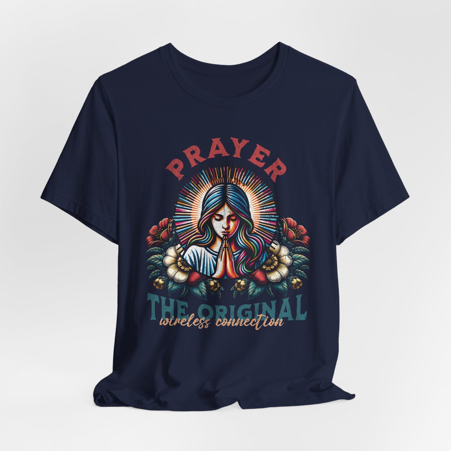 Prayer the Original Wireless Connection T-Shirt - Unisex Jersey Short Sleeve Tee, Christian Merch, Christian Streetwear, Jesus Apparel, Religious Tees