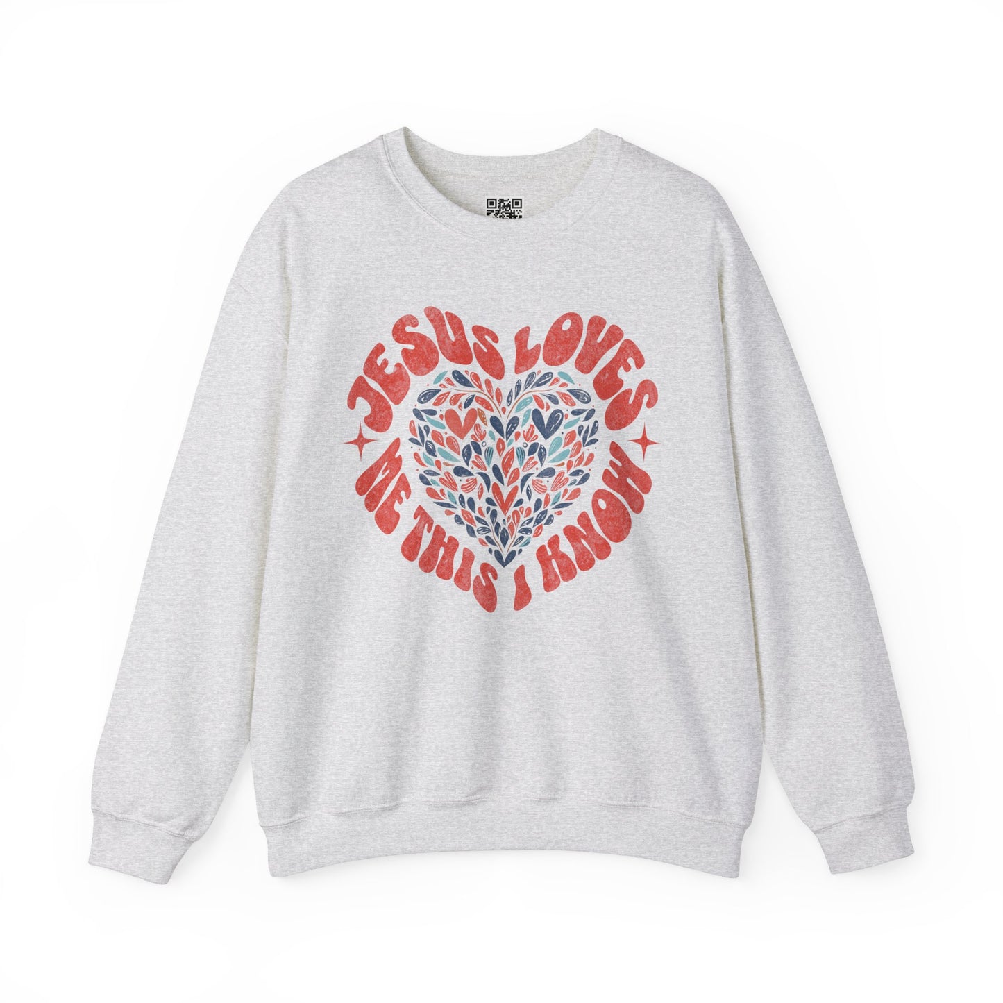 Jesus Loves Me This I Know Unisex Heavy Blend Crewneck Sweatshirt, Christian Merch, Christian Streetwear, Ministry Shirt, Faith Based Shirt, Jesus Apparel