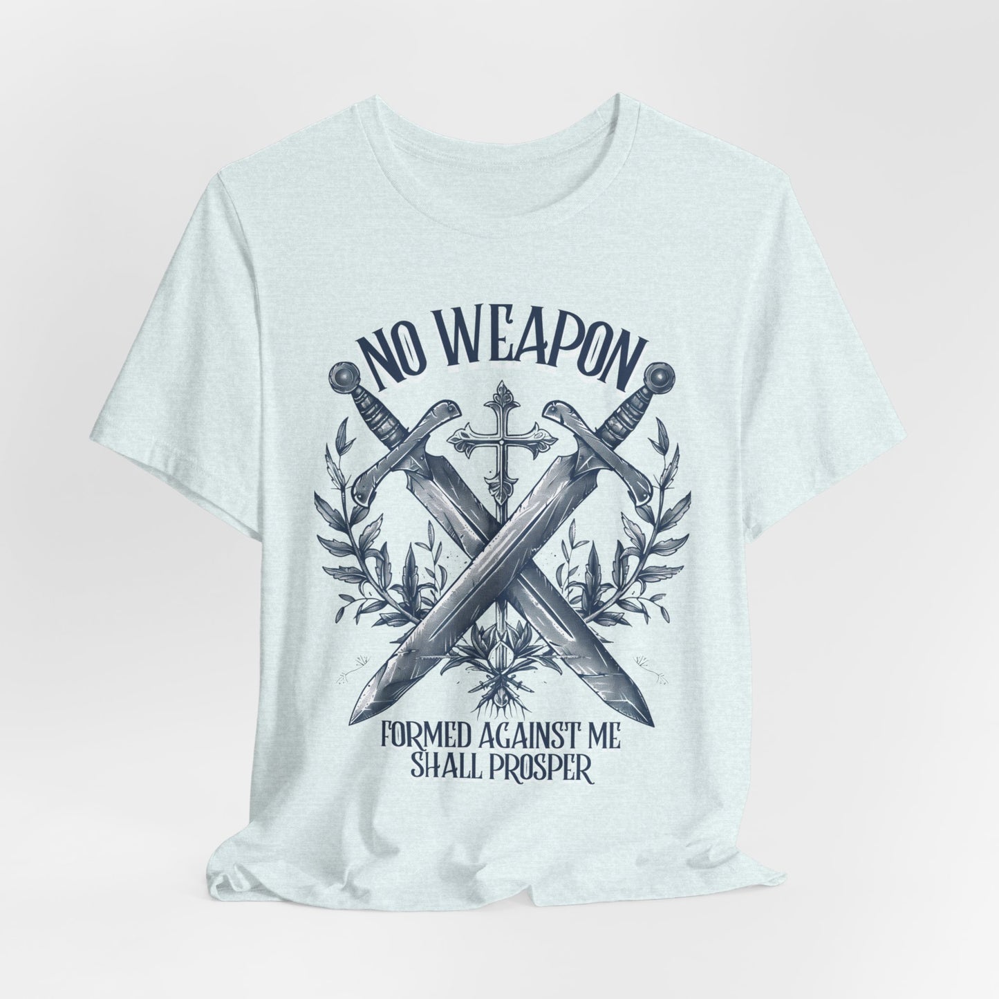 No Weapon Formed Against Me T-shirt - Unisex Jersey Short Sleeve Tee, Christian Merch, Christian Streetwear, Faith Based Shirt, Christian Apparel, Christian Shirts