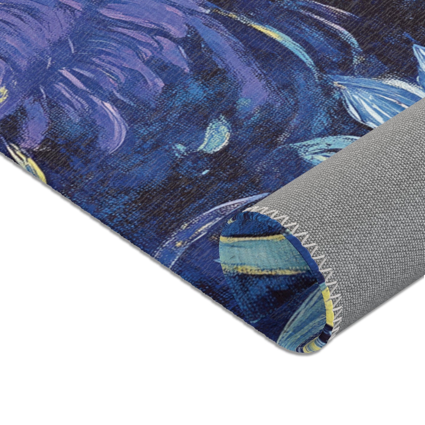 Modern Boho Floral Purple Area Rug, Funky, Colorful, & Unique Area Rugs, Custom Print Rug Bathmat, 3 Sizes - 24x36 in, 36x60 in and 48x72 in
