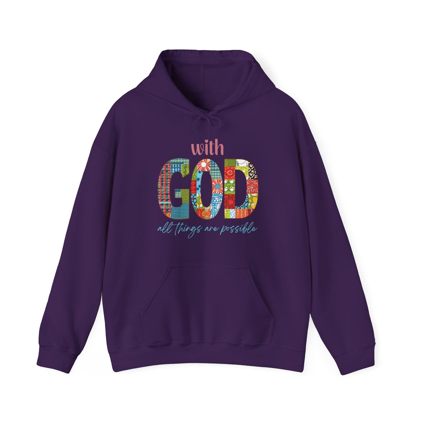 With God all Things are Possible Unisex Heavy Blend™ Hooded Sweatshirt, Christian Merch, Christian Streetwear, Ministry Shirt, Faith Based Shirt, Praise Hoodie