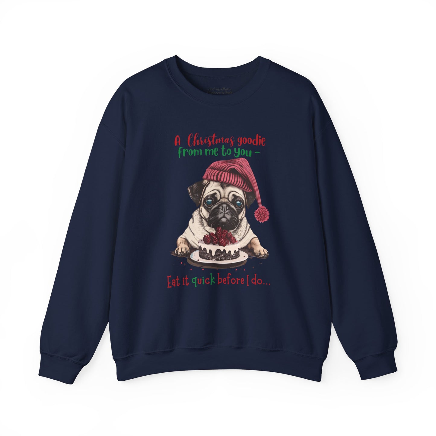 Cute Pug Christmas Sweatshirt, Unisex Heavy Blend™ Crewneck, Dog People or Veterinarian Gift, Dog Christmas Shirt, Cute Gift From Dog