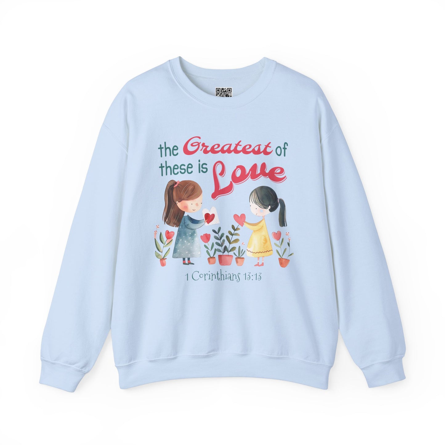 The Greatest of These is Love Unisex Heavy Blend Crewneck Sweatshirt, Christian Merch, Christian Streetwear, Ministry Shirt, Faith Based Shirt, Jesus Apparel