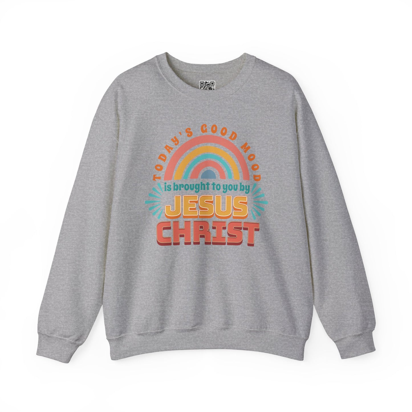 Today's Good Mood is Brought to you by Jesus Christ Unisex Heavy Blend Crewneck Sweatshirt, Christian Merch, Christian Streetwear, Ministry Shirt, Faith Based Shirt, Jesus Apparel