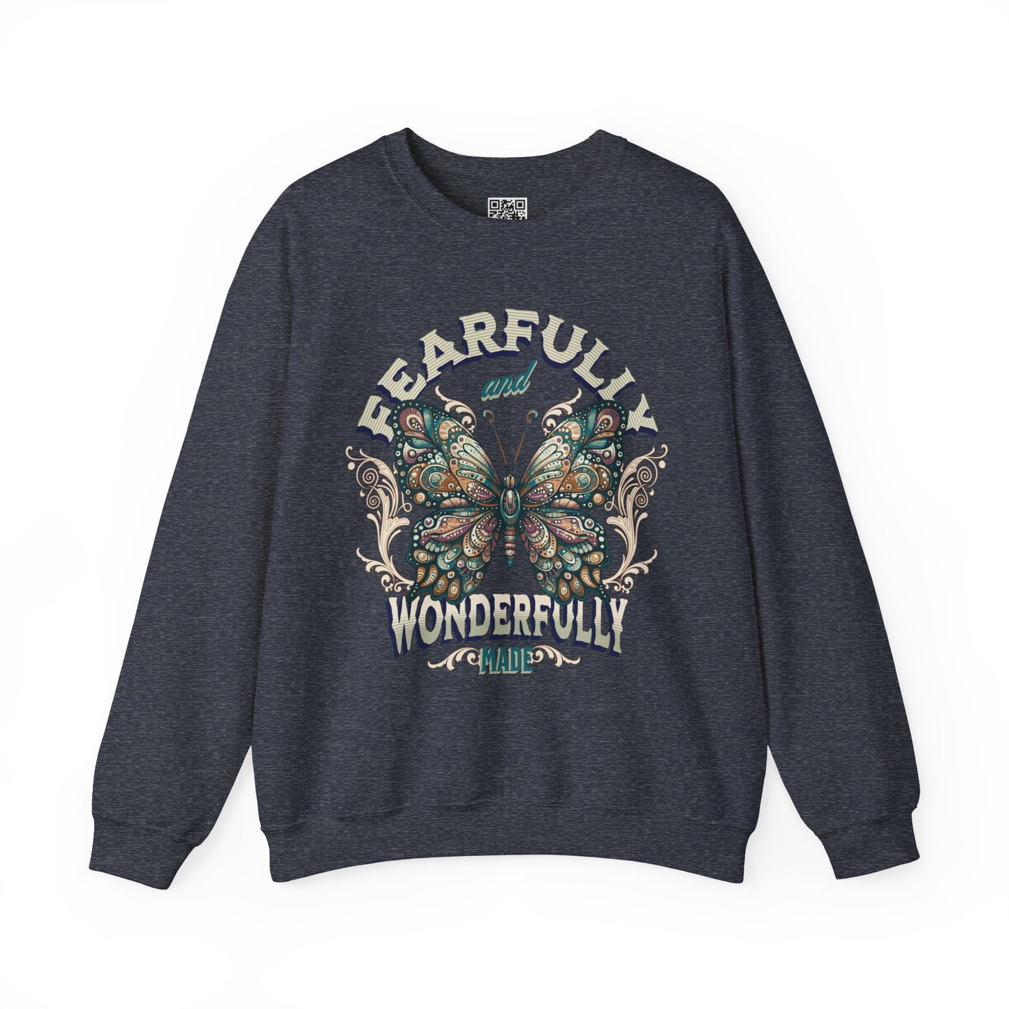 Fearfully and Wonderfully Made Unisex Heavy Blend Crewneck Sweatshirt, Christian Merch, Christian Streetwear, Ministry Shirt, Faith Based Shirt, Jesus Apparel