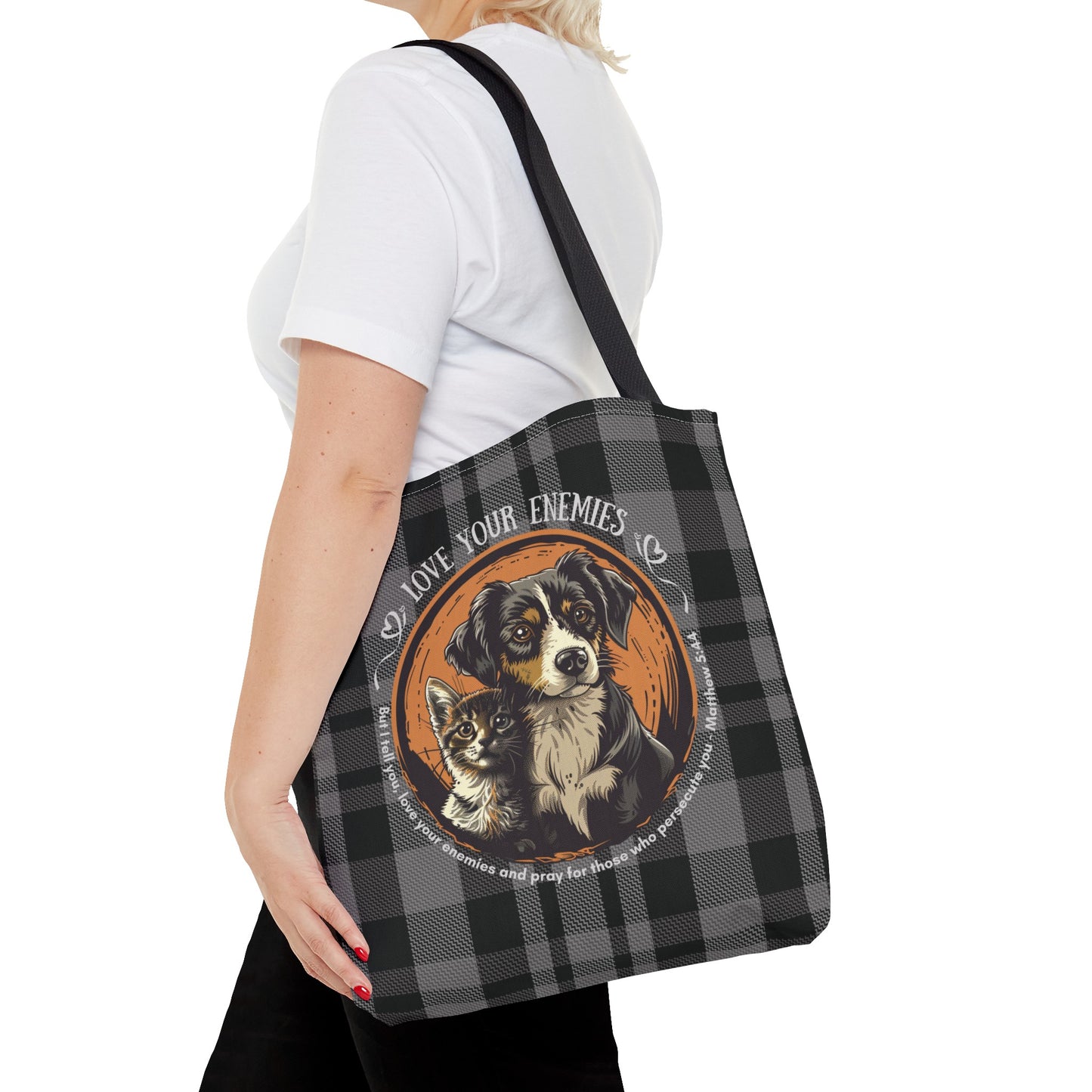 Love Your Enemies Tote Bag, Christian Merch, The Way the Truth the Life, Travel Bag, Bible Bag, , Book Bag, Getaway Bag, Secret Santa Gift, Gift for Church People