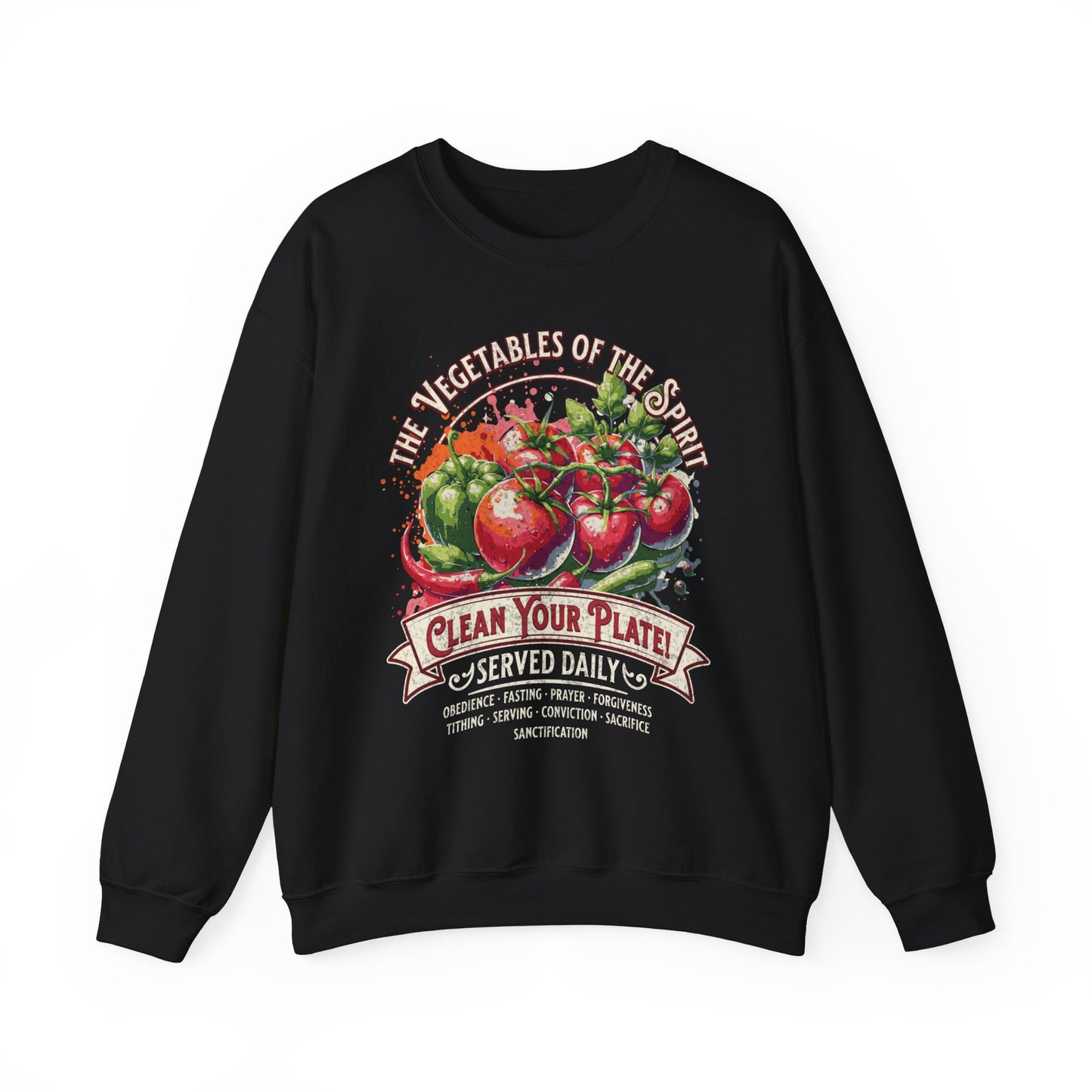 Vegetables of the Spirit Unisex Heavy Blend Crewneck Sweatshirt, Humorous Christian Merch, Christian Streetwear, Ministry Shirt, Faith Based Shirt, Praise Sweater