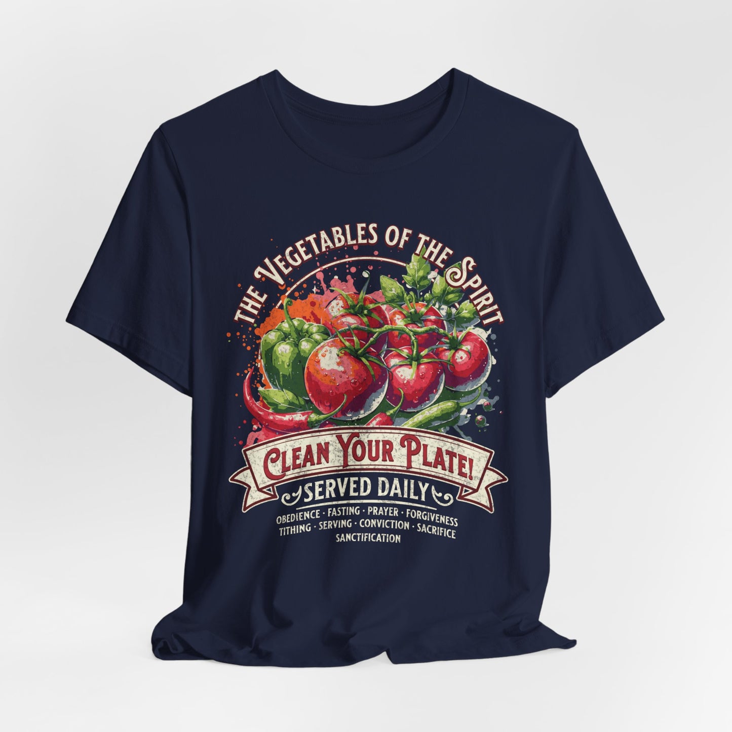 Funny Vegetables of the Spirit T-Shirt - Unisex Jersey Short Sleeve Tee,Christian Merch, Christian Streetwear, Fruit of the Spirit, Religious Clothing