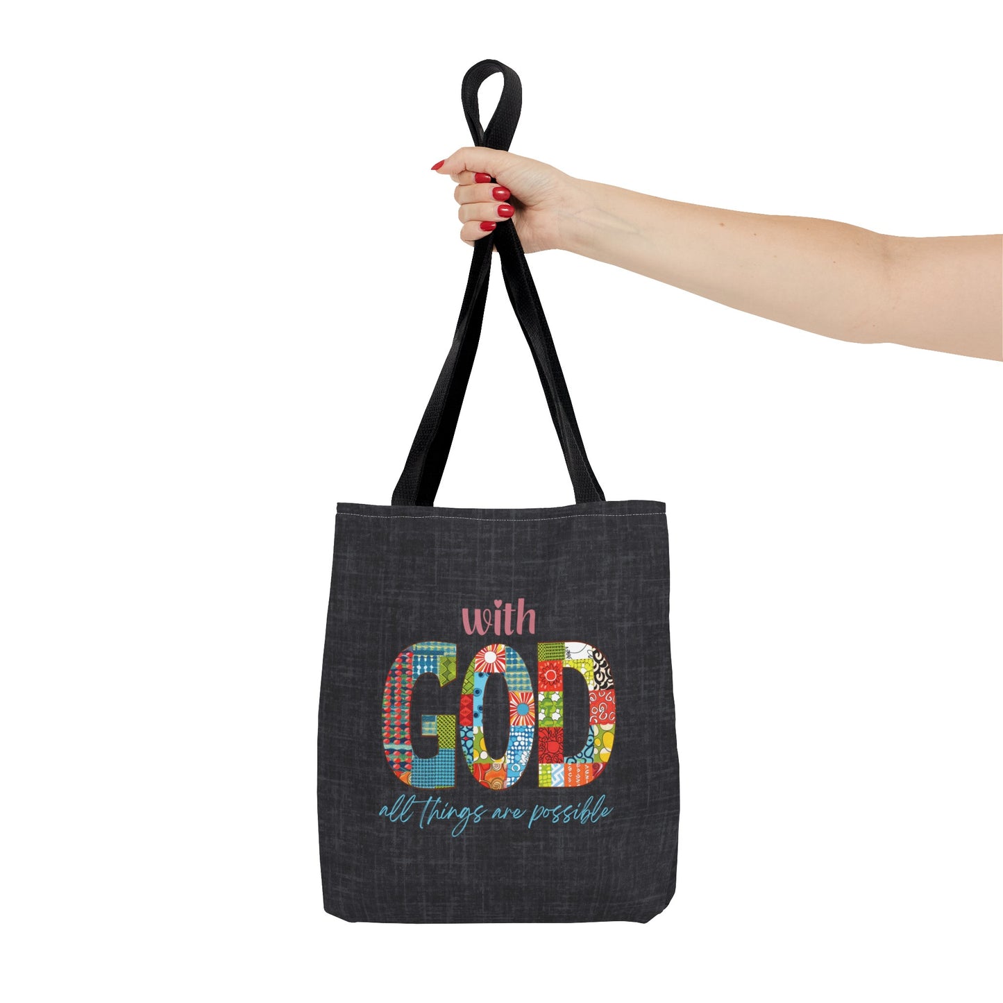 With God all Things are Possible Tote Bag, Christian Merch, Gifts of the Holy Spirit, Travel Bag, Bible Bag, , Book Bag, Getaway Bag, Secret Santa Gift, Gift for Church People
