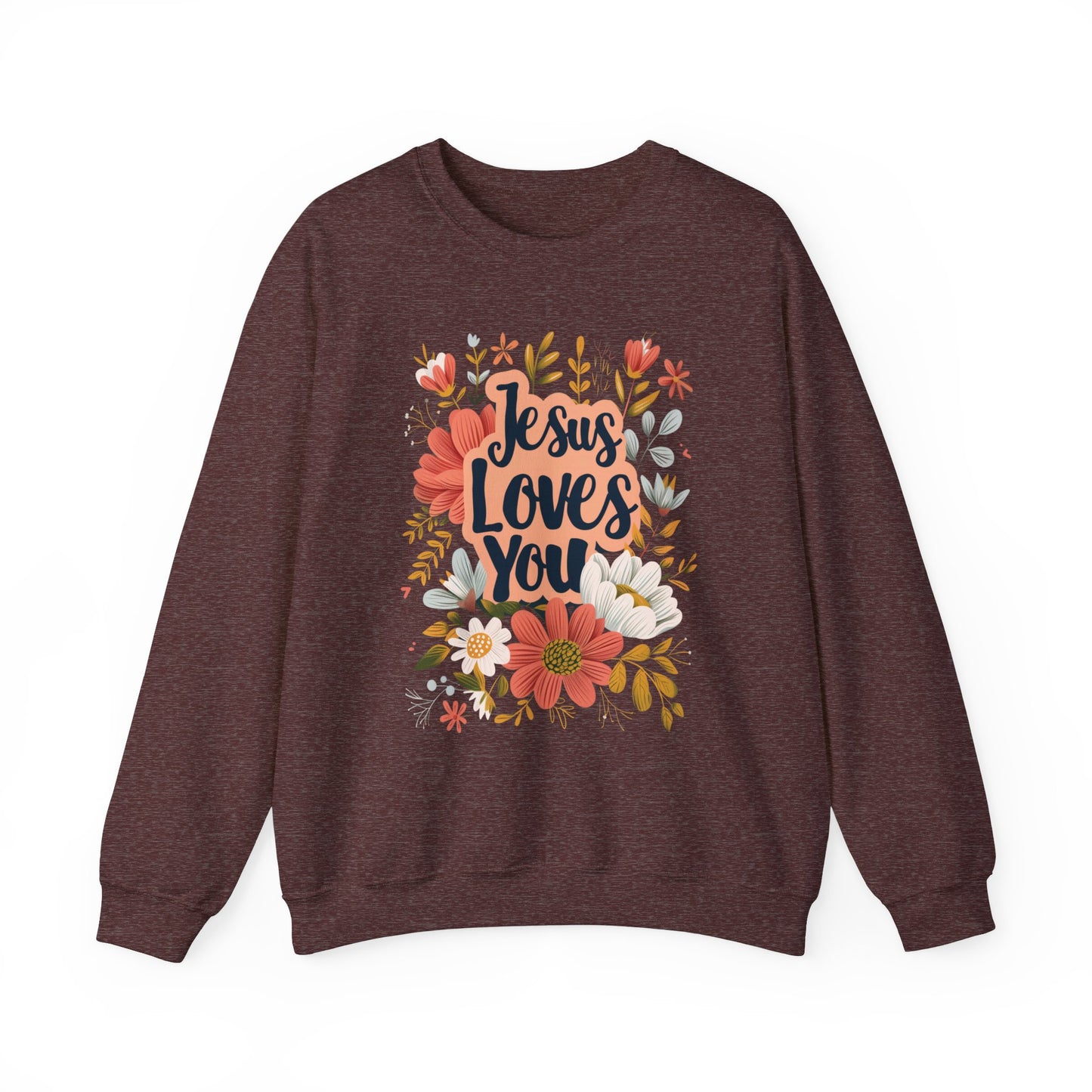 Jesus Loves You Unisex Heavy Blend Crewneck Sweatshirt, Christian Merch, Christian Streetwear, Ministry Shirt, Faith Based Shirt, Jesus Apparel