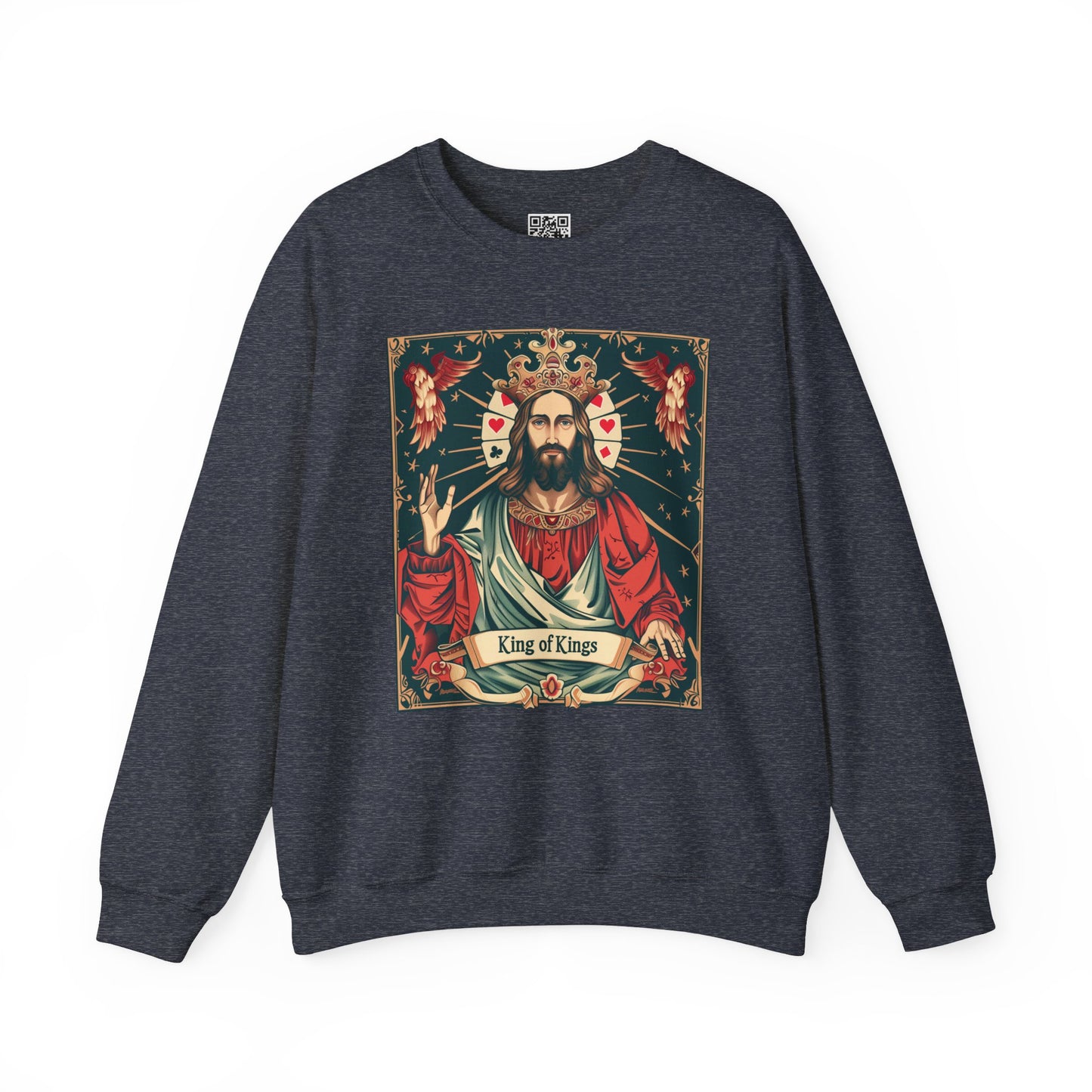 King of Kings Unisex Heavy Blend Crewneck Sweatshirt, Christian Merch, Christian Streetwear, Ministry Shirt, Faith Based Shirt, Jesus Apparel