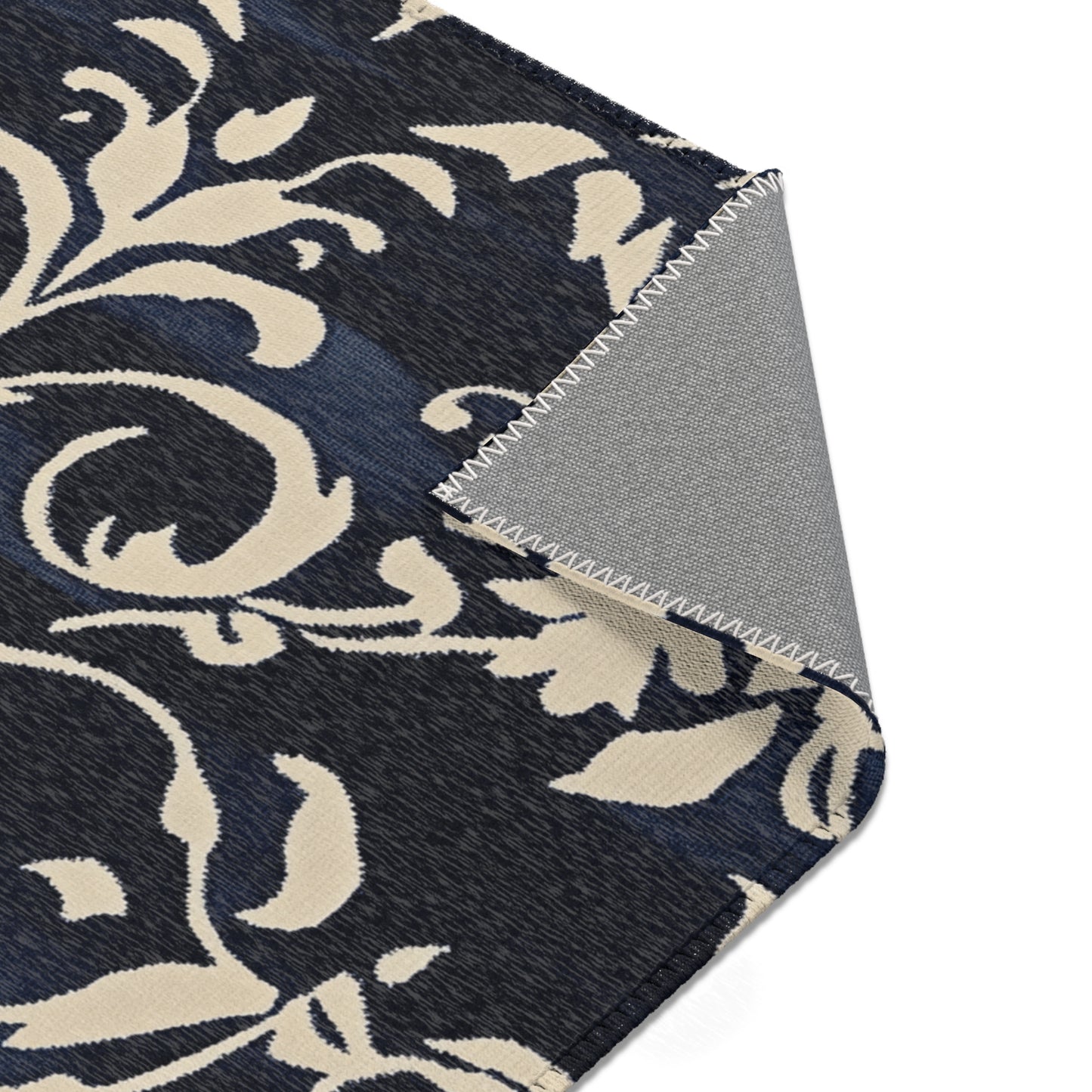 Modern Boho Floral Navy Area Rug, Funky, Colorful, & Unique Area Rugs, Custom Print Rug Bathmat, 3 Sizes-24x36 in, 36x60 in and 48x72 in