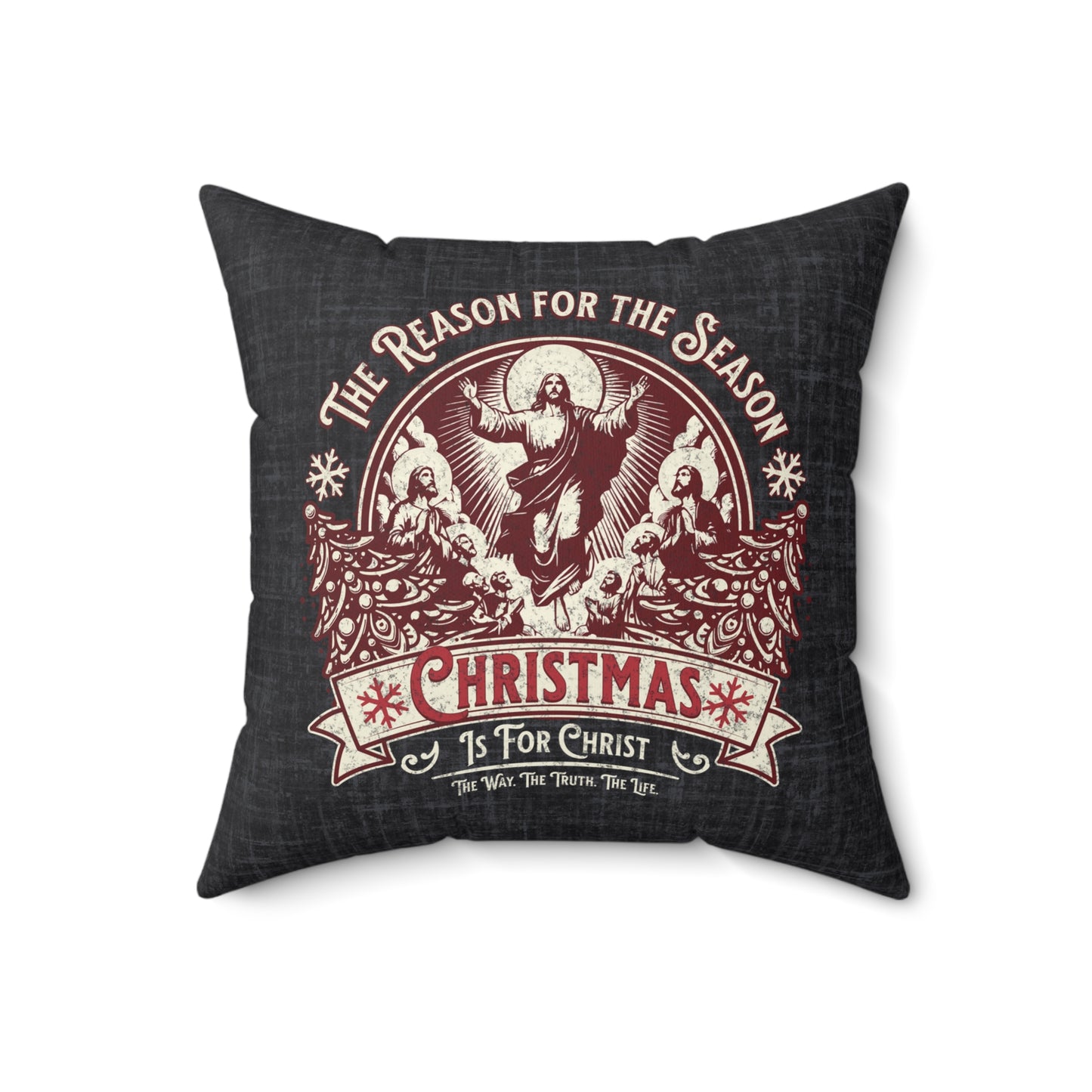 Jesus is the Reason Christmas Pillow, Spun Polyester Square, Christmas is for Christ, The Way the Truth the Life Throw Pillow, Christmas Home Décor Gifts, Secret Santa Gift