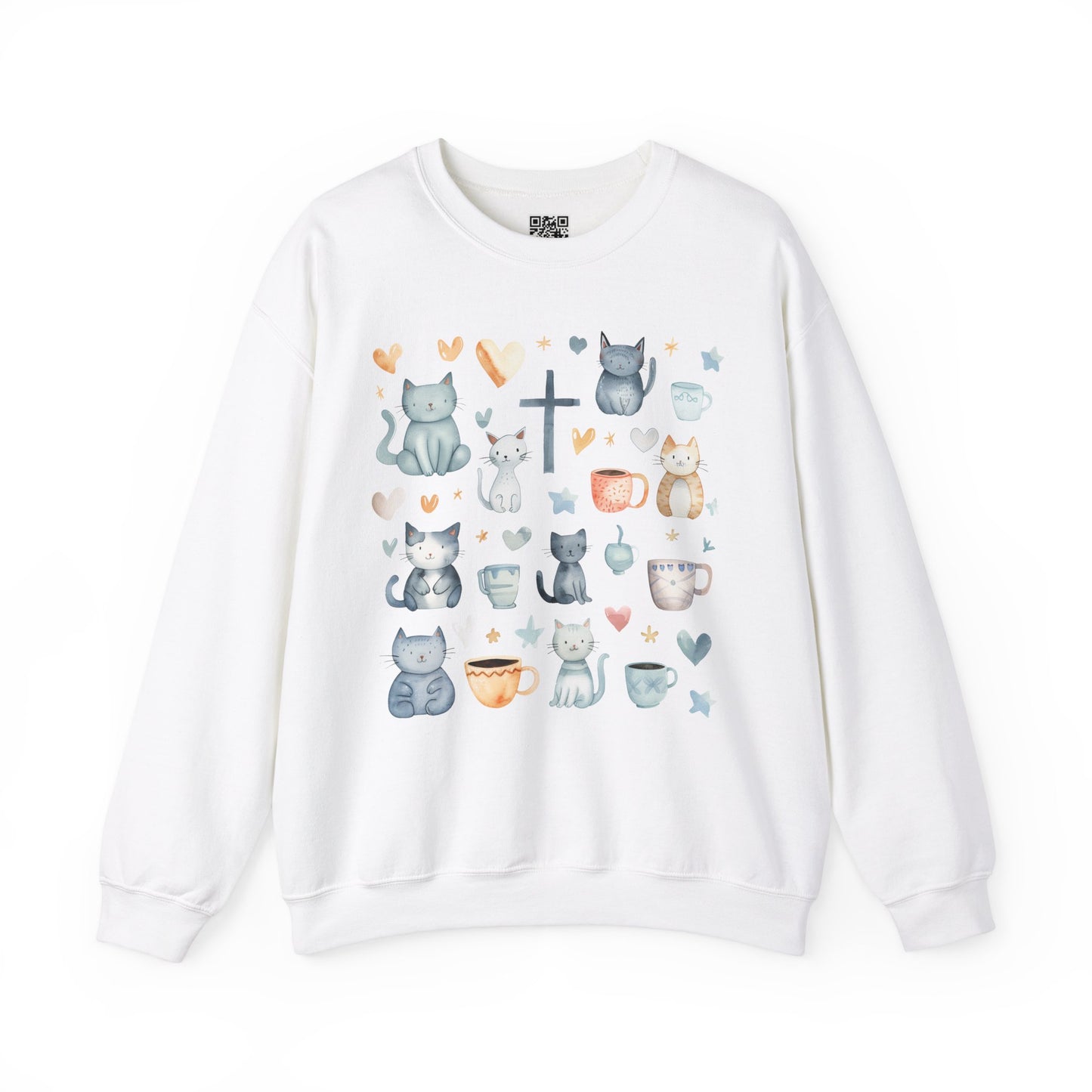 Jesus, Cats, and Coffee Unisex Heavy Blend Crewneck Sweatshirt, Christian Merch, Christian Streetwear, Ministry Shirt, Faith Based Shirt, Jesus Apparel
