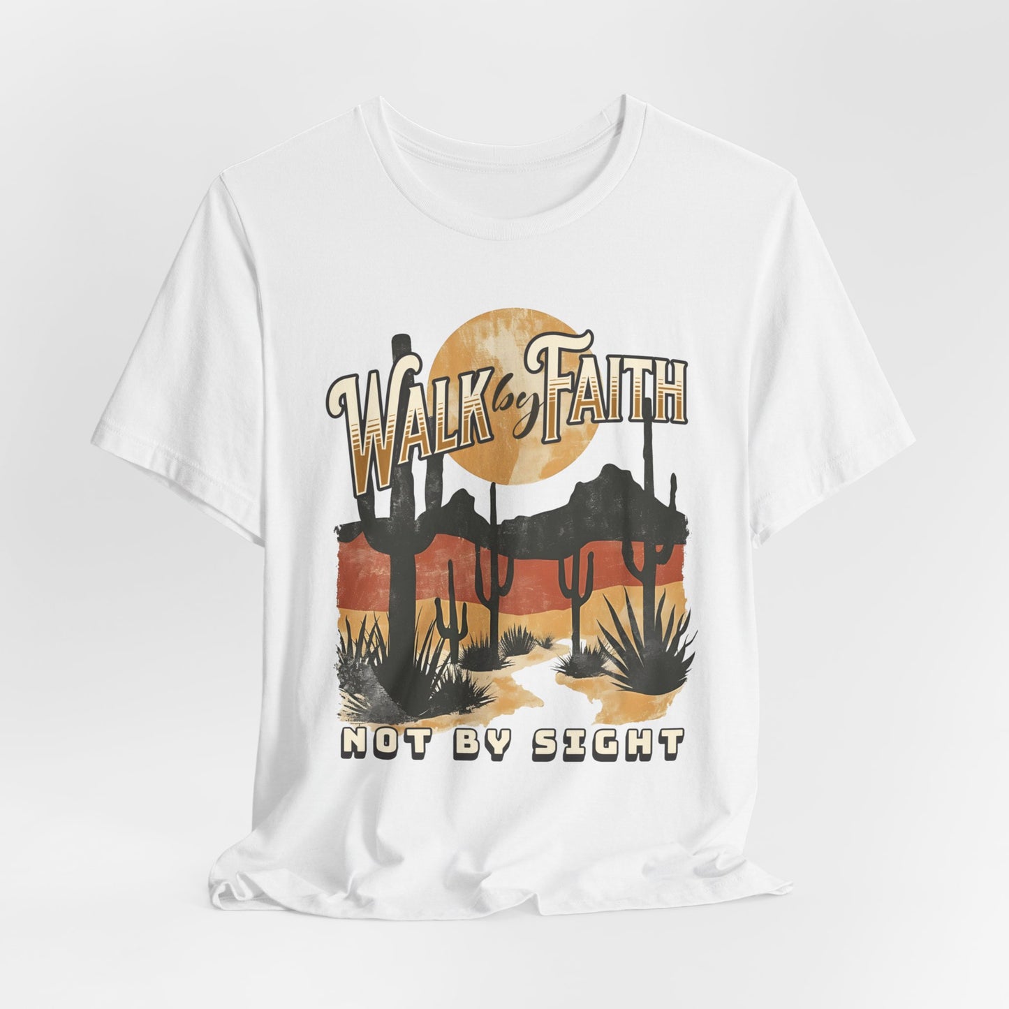 Walk by Faith T-Shirt - Unisex Jersey Short Sleeve Tee, Christian Merch, Christian Streetwear, Faith Based Shirt, Jesus Apparel